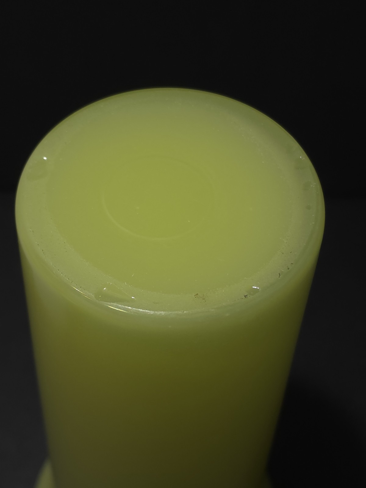 Vintage Vaseline Uranium Canary Glass Stretch Trumpet Vase 8.25″ UV Reactive