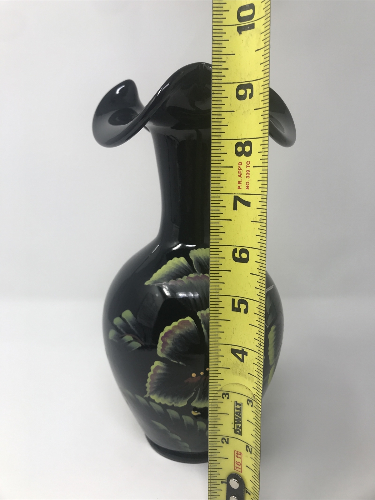 Fenton Safari Collection Tropical Forest 10″ Vase Hand Painted.