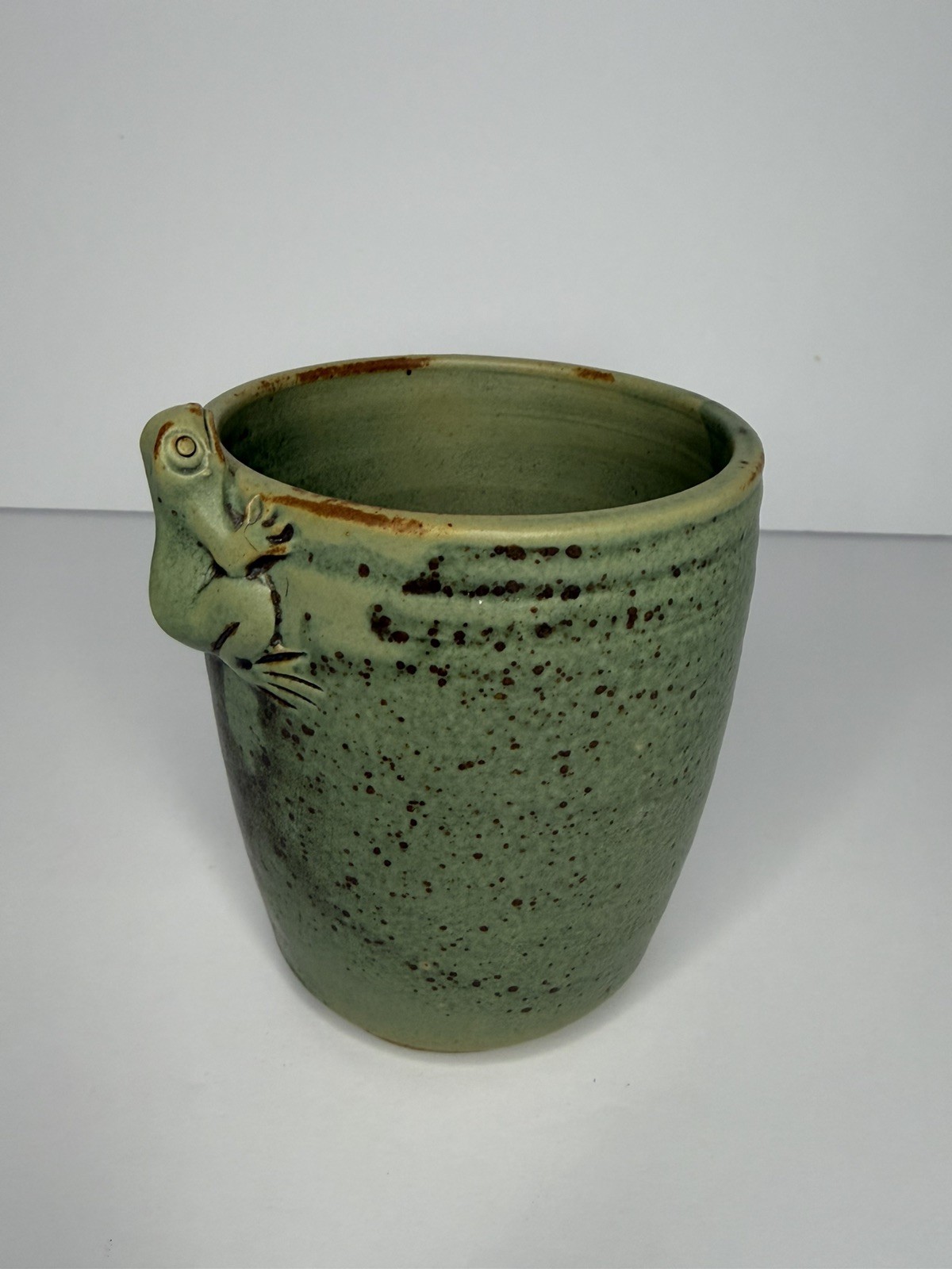 Stunning Green Studio Art Pottery Frog and Toad Planter Pot