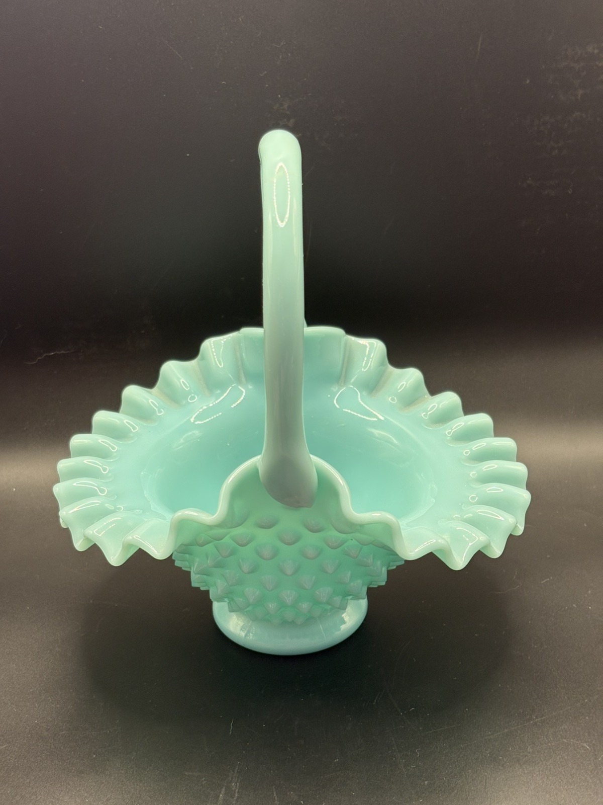 Fenton Pastel Turquoise Hobnail Basket
