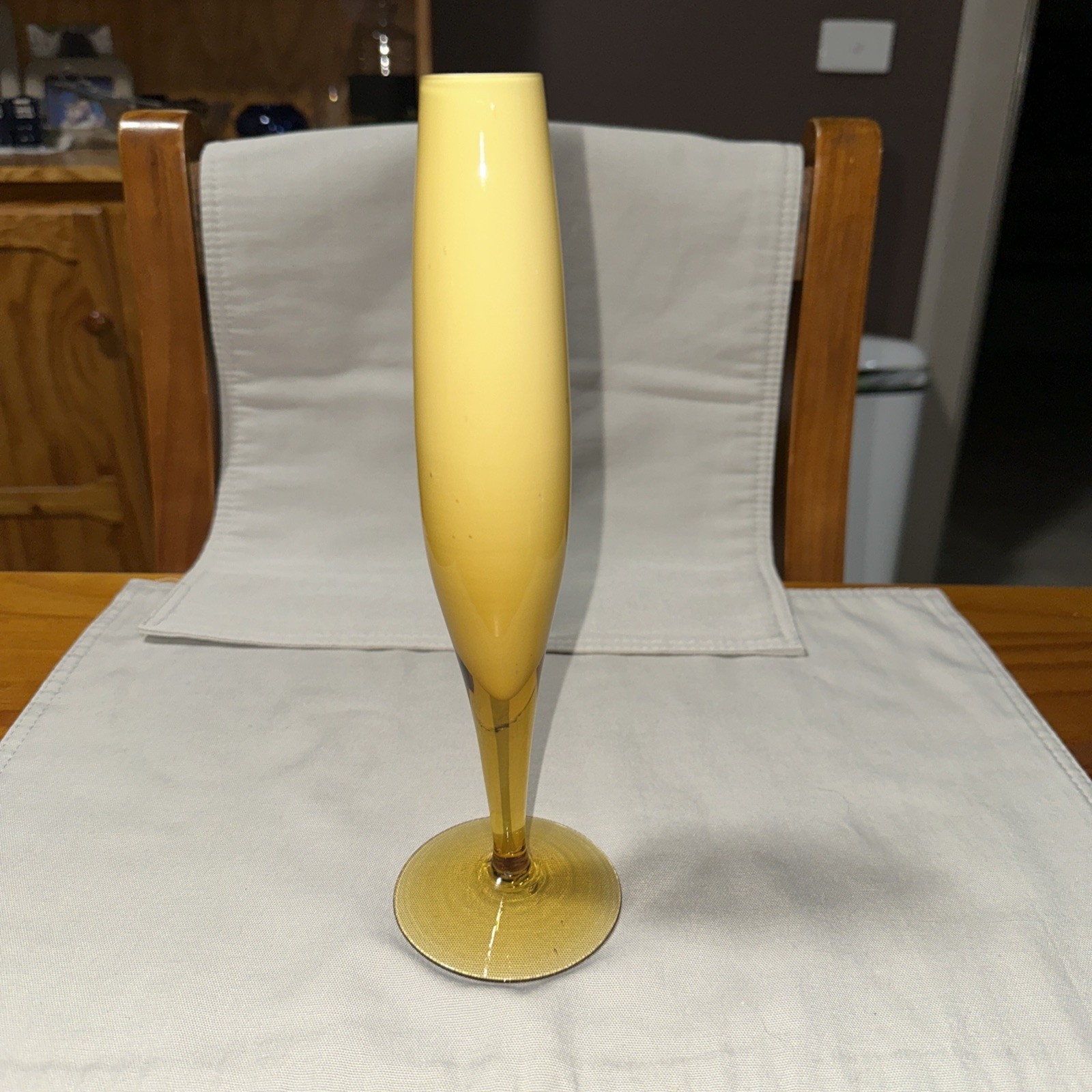 Vintage Amber Glass 26cm Bud Vase Flute Amber Base & Exterior Cream Interior