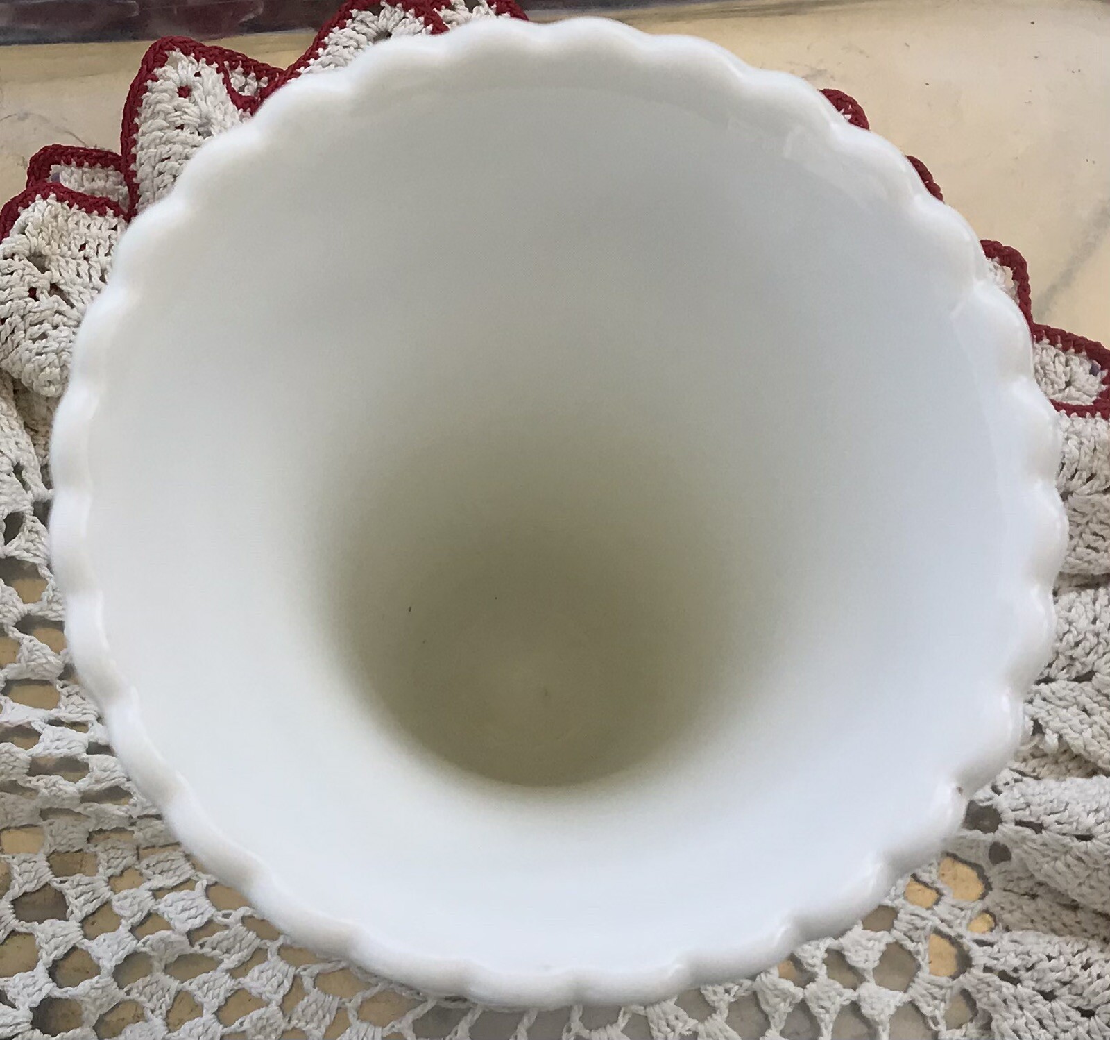 Vintage Westmoreland Milk Glass Drape & Tassel Fluted Vase Gold White 9 1/4 inch