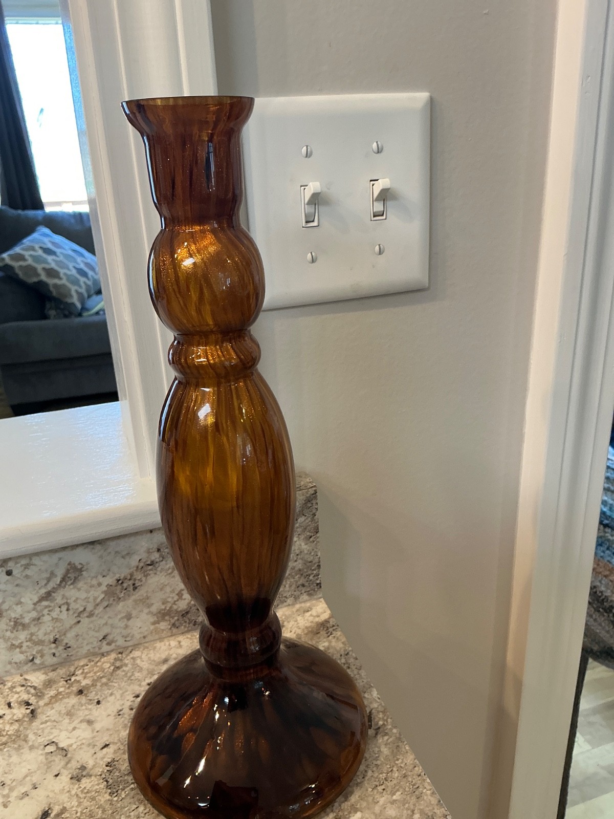 Tall Brown Swirl Art Glass vase Home Decor Table Centerpiece 13 in tall-MCM