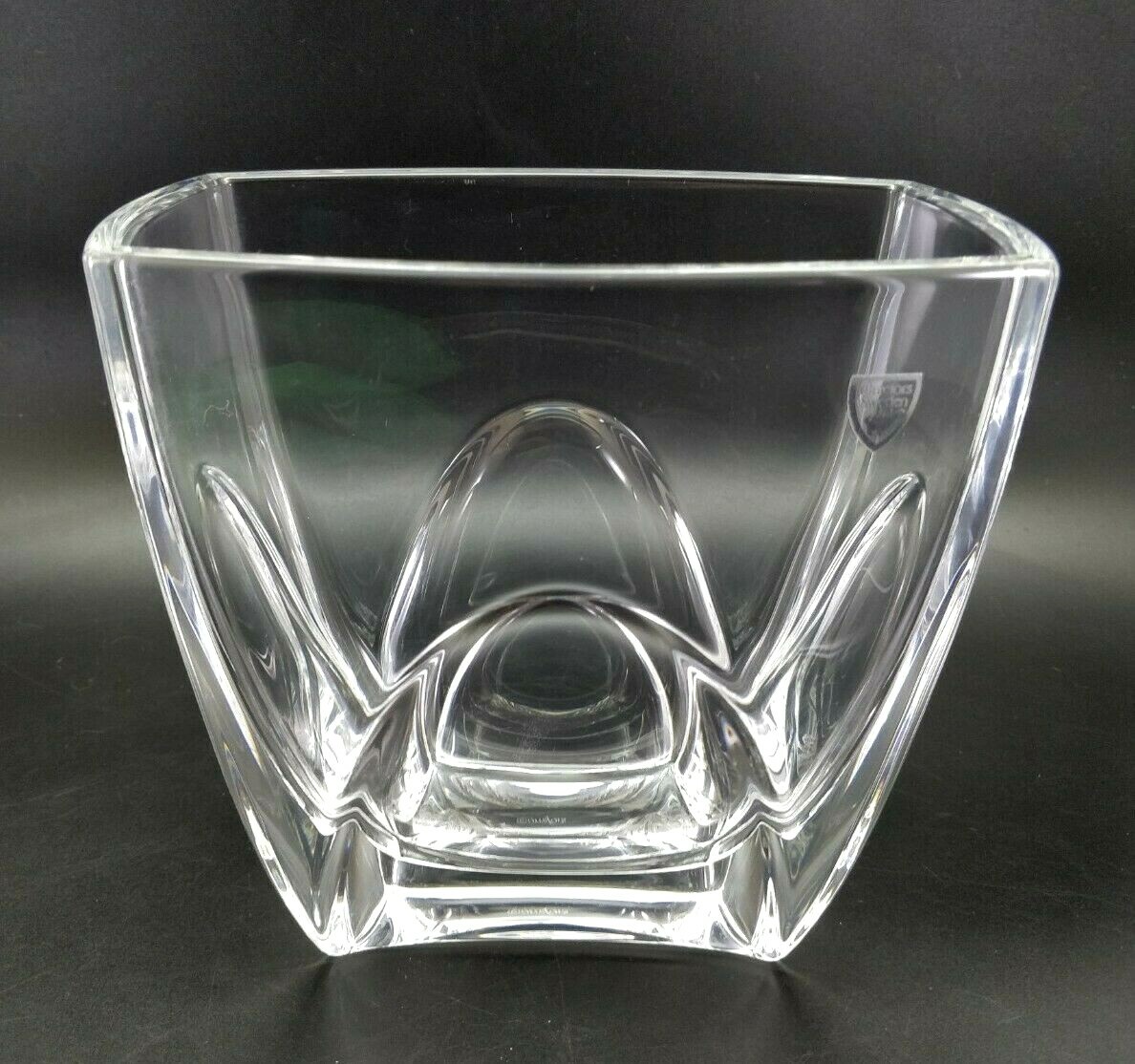Crystal Square Clear Vase Orrefors Sweden 6.5 in.