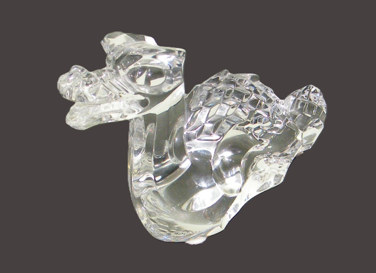 Baccarat France Crystal Dragon, Sea Serpent, Signed And Stamped