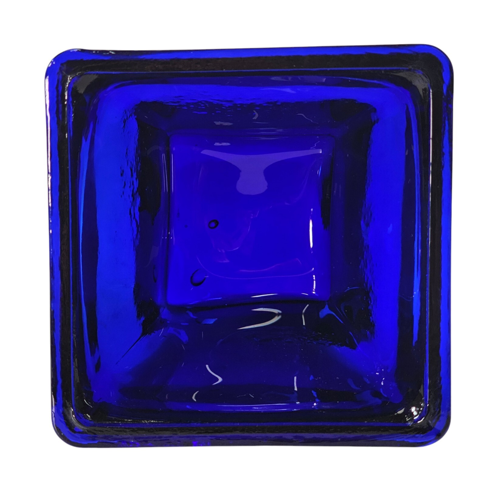 VTG Cobalt Blue Recycled Heavy Optic Glass Square Vessel 4.75″