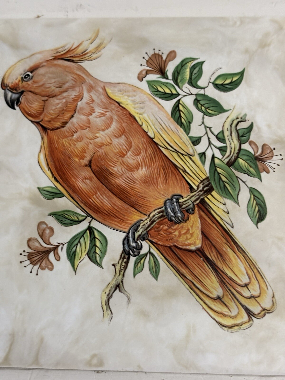 Vintage Set Of 3 Hand Painted Birds Ceramic Tiles Multicolored 6”