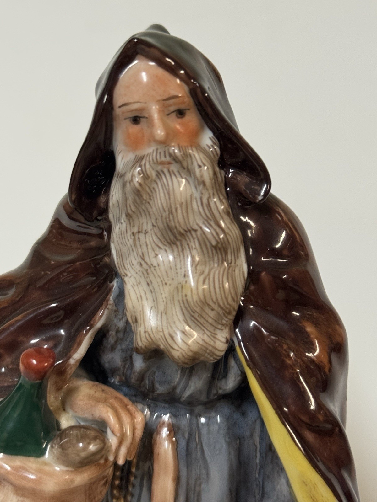 Ernst Bohne & Söhne Monk with wine and goose porcelain Glossy 7.5 inches 1900