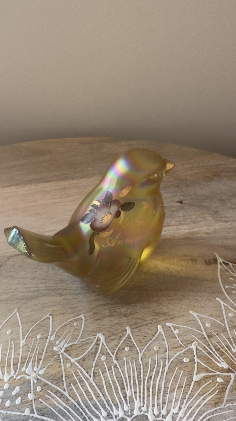 FENTON Hand Painted Signed Cutshaw BIRD Glass Figurine 50th Anniversary
