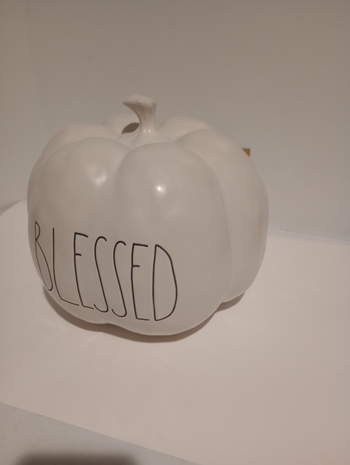 Rae Dunn Pumpkin BLESSED 9×10 Ceramic White Fall Holiday Decor Magenta Autumn