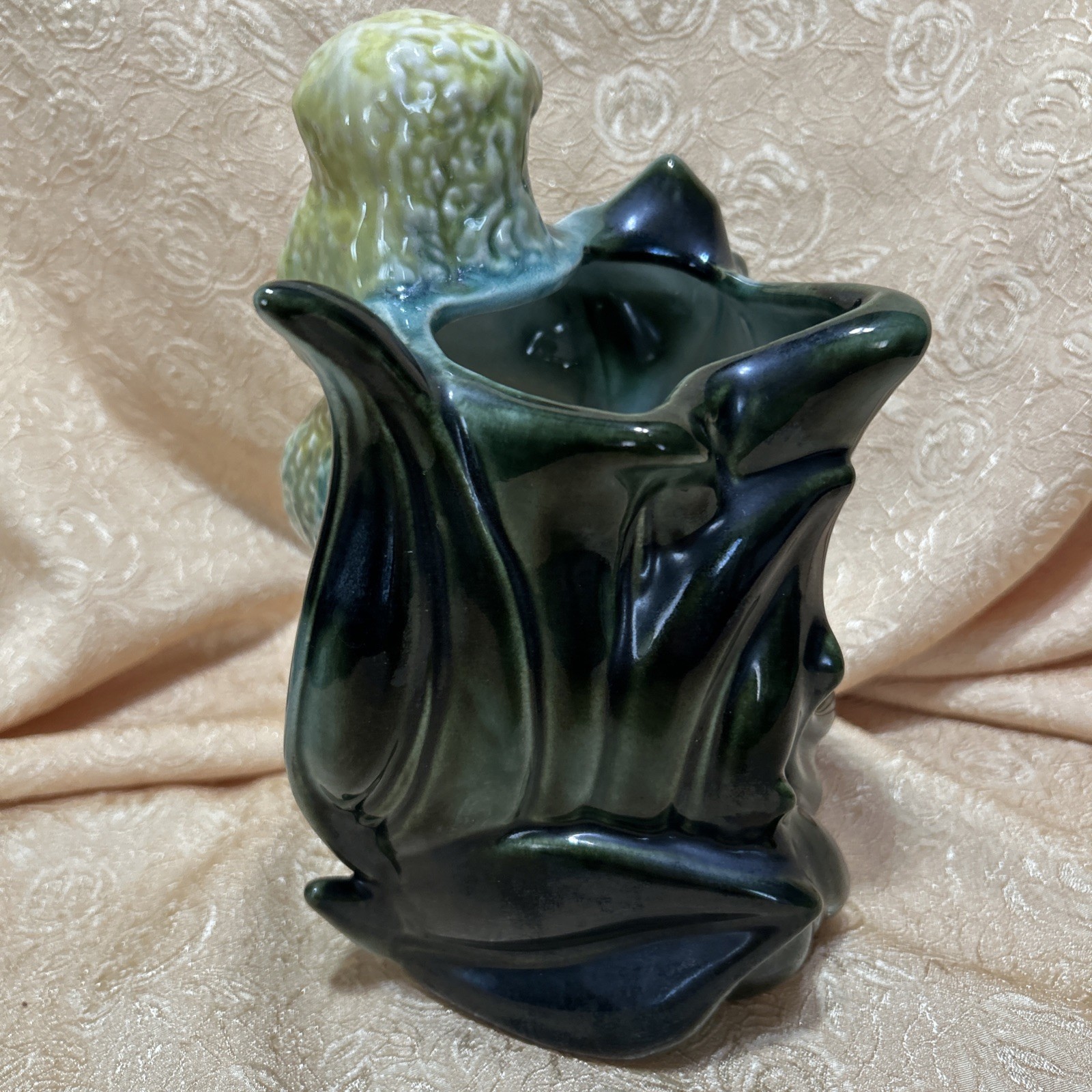 Vintage Hull Pottery Green Poodle Dog Planter Vase