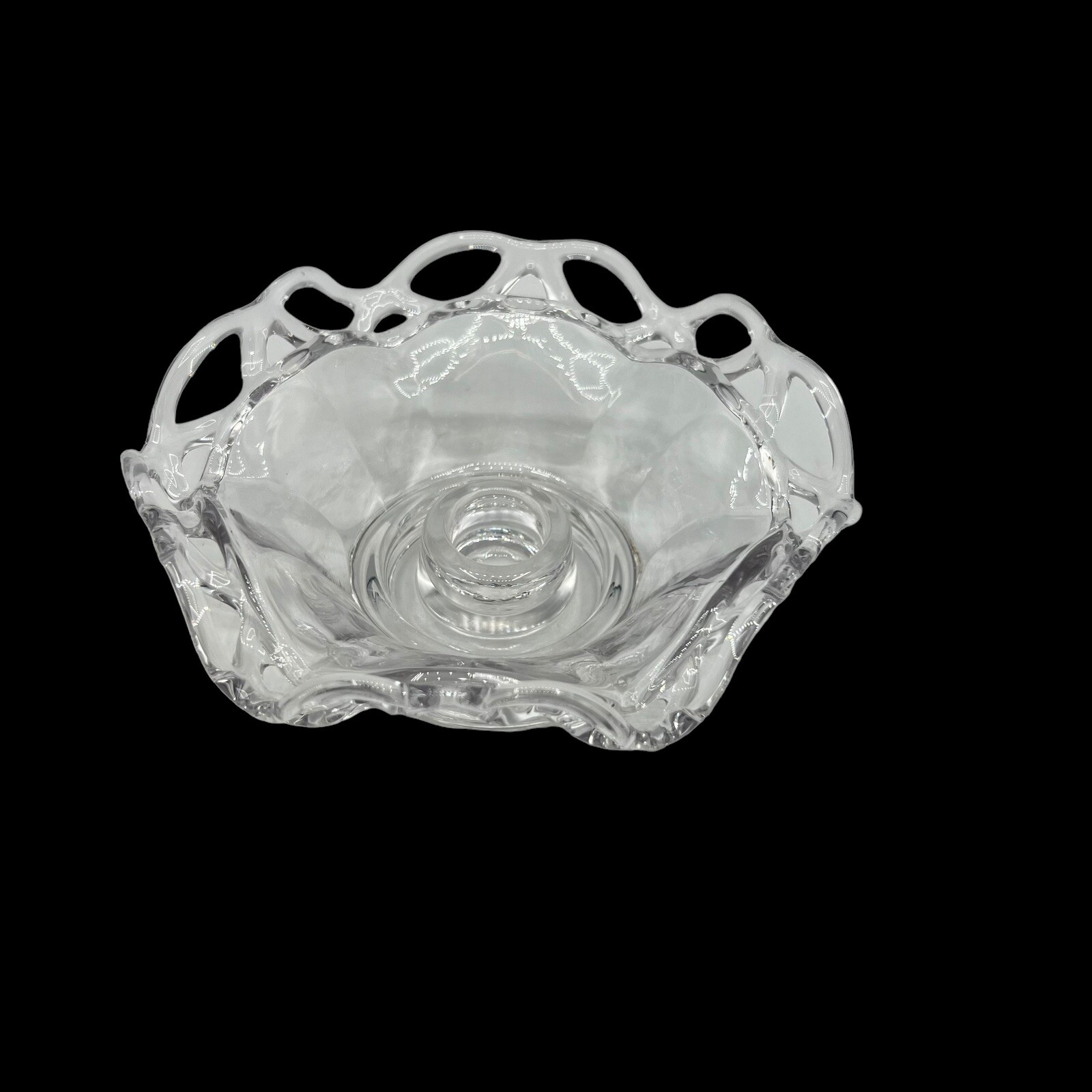 Vintage 1935-1943 Imperial Glass Laced Edge Crimped Candleholder Circa GUC