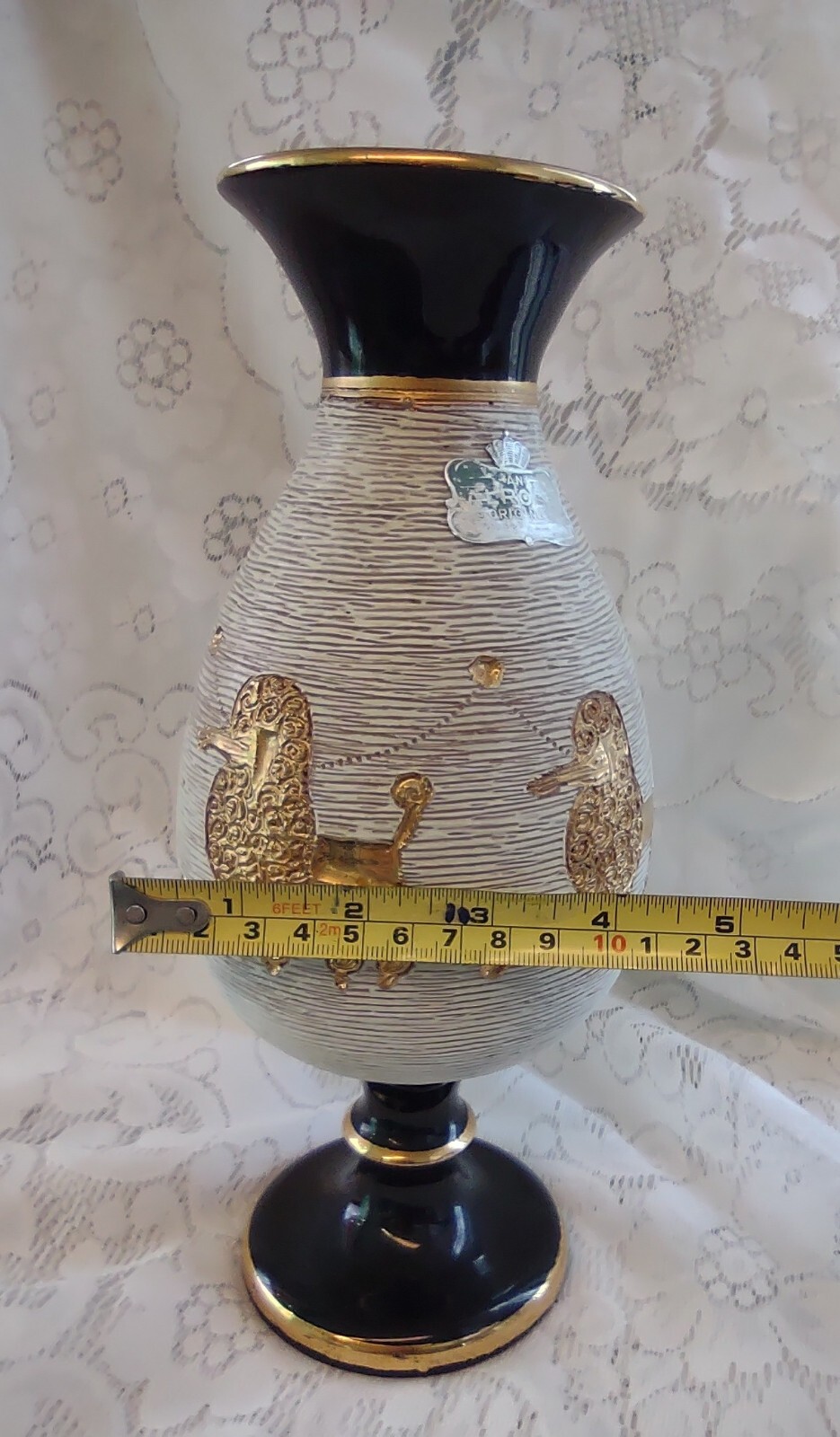 Rare Vintage MCM Fratelli Gilded French Poodle Vase Made In Italy