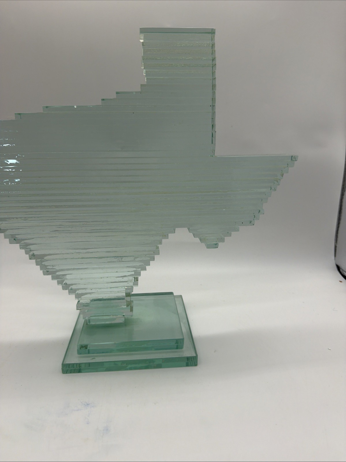 Vintage Stacked Glass Art Shape Of Texas Statue Sculpture Figure MCM Art Decor
