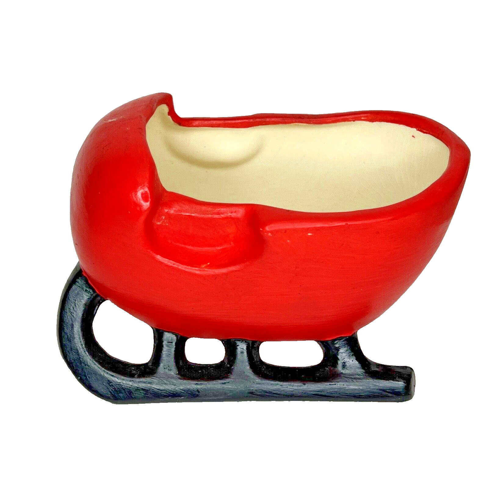 Carriage House Pottery Red Sleigh Planter Vintage Roseville Ohio 5.5 x 3.75 in