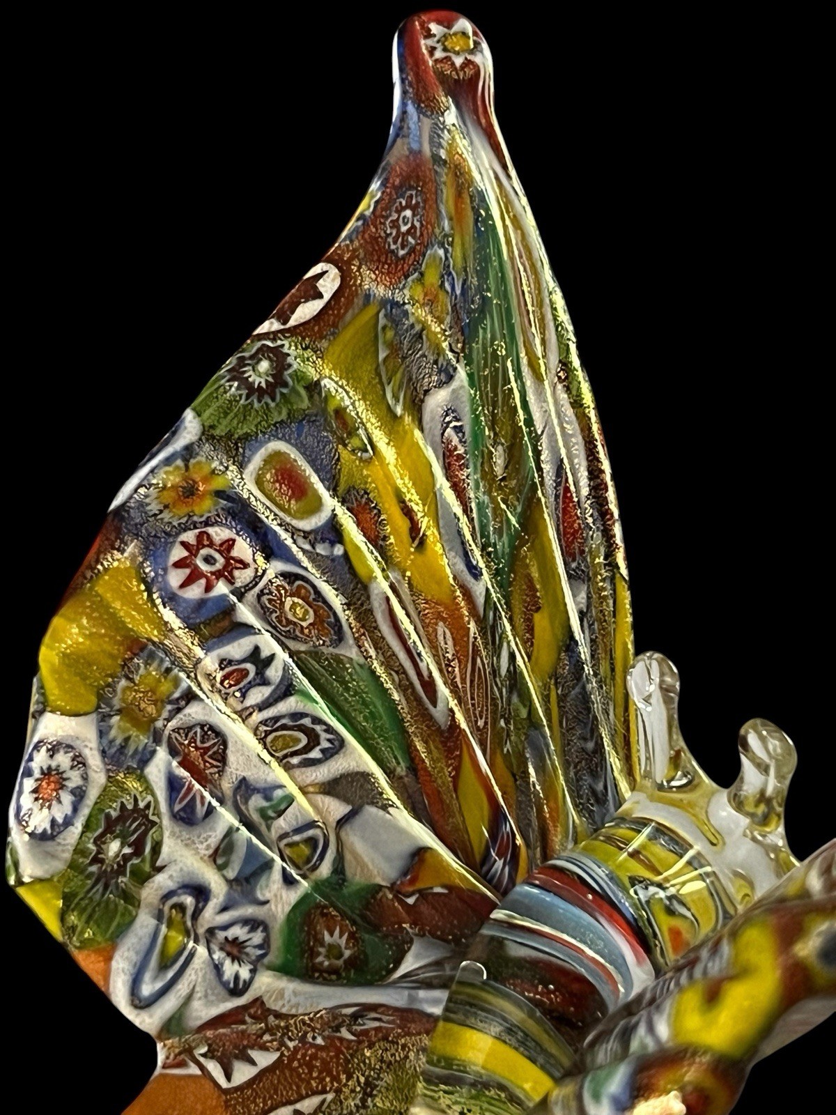 4.5 Inch Millefiori Murano Glass Butterfly Figurine