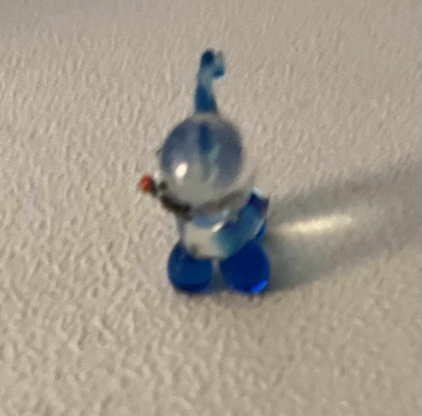 Vintage Hand Blown OOAK Glass Art Cat Figurine Clear Blue Kitty Murano Style