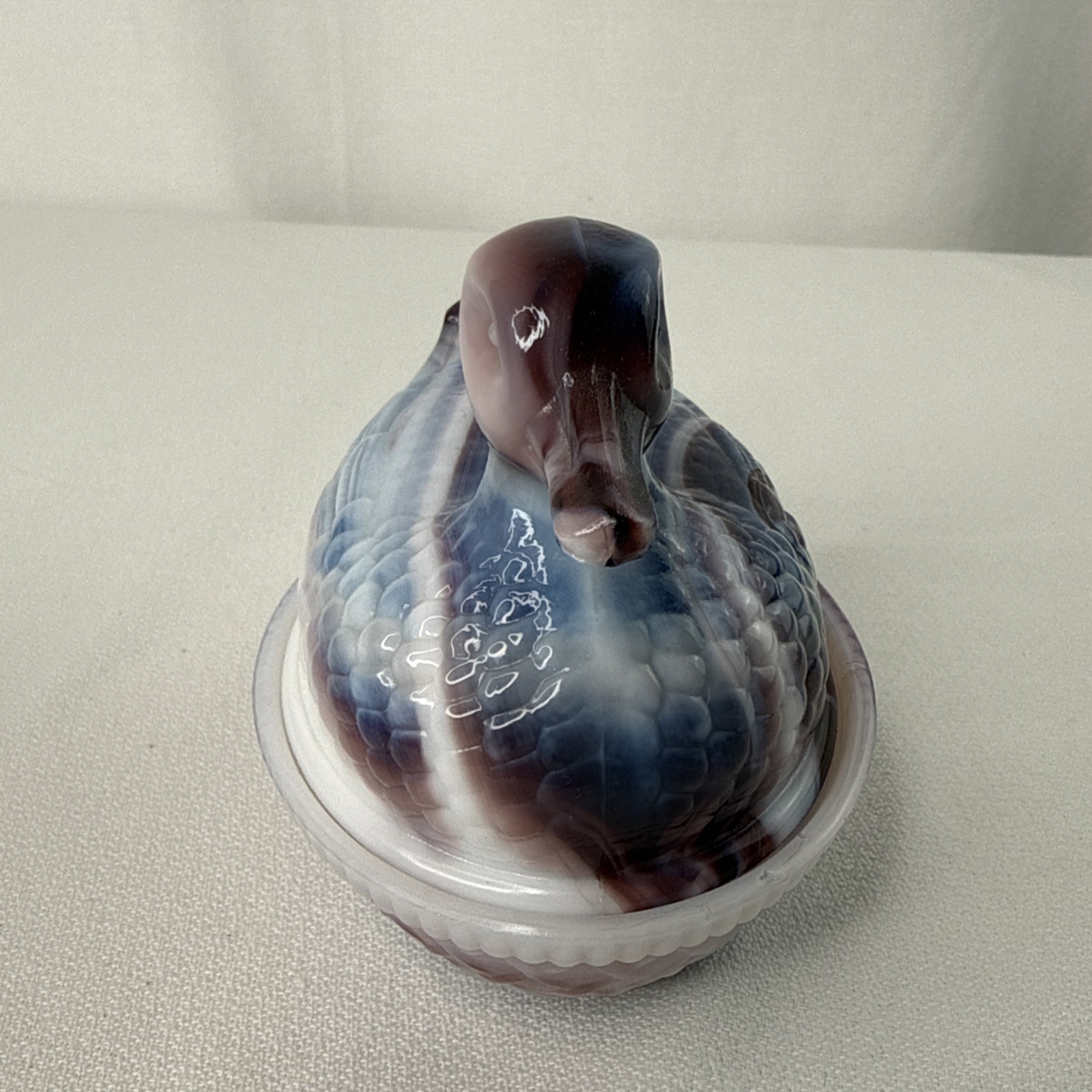 Imperial Slag Duck Glass Covered Dish