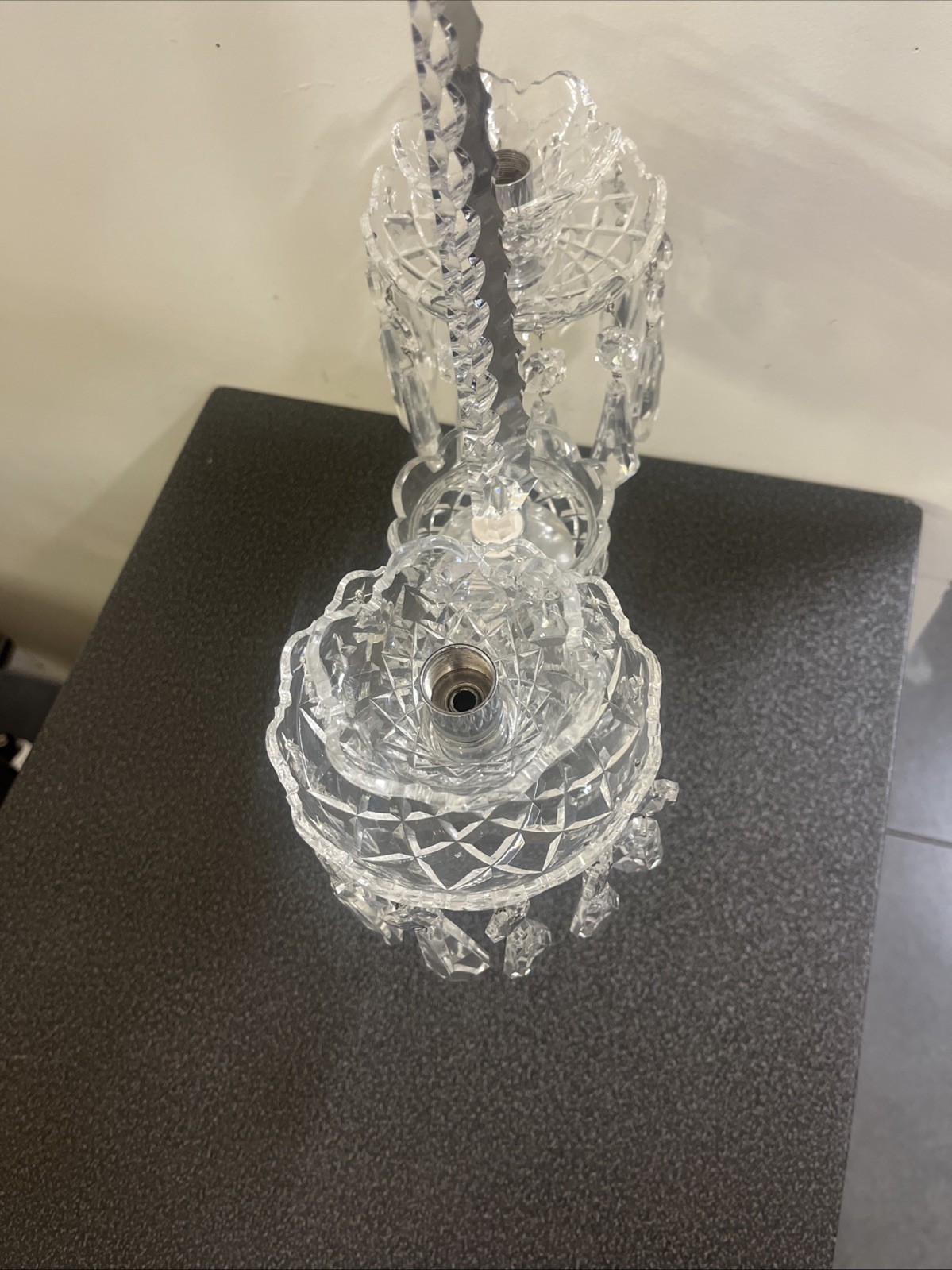 WATERFORD Crystal Candelabra Centerpiece 2 Arms Candle Holder Vintage Ireland