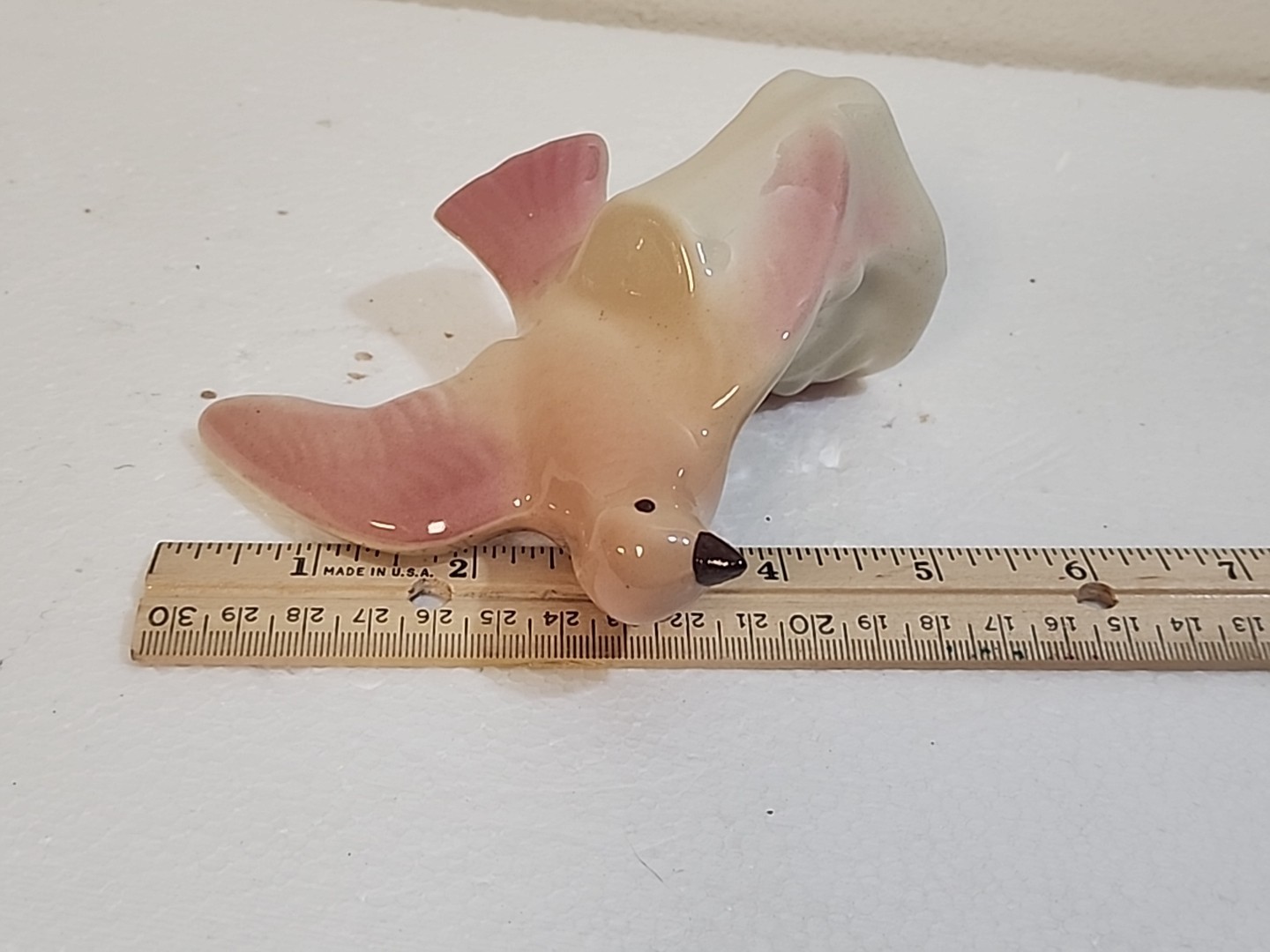 VTG Royal Copley Swallow Bird Tree Stump Figurine Pink Mauve MCM 1950’s Ceramic