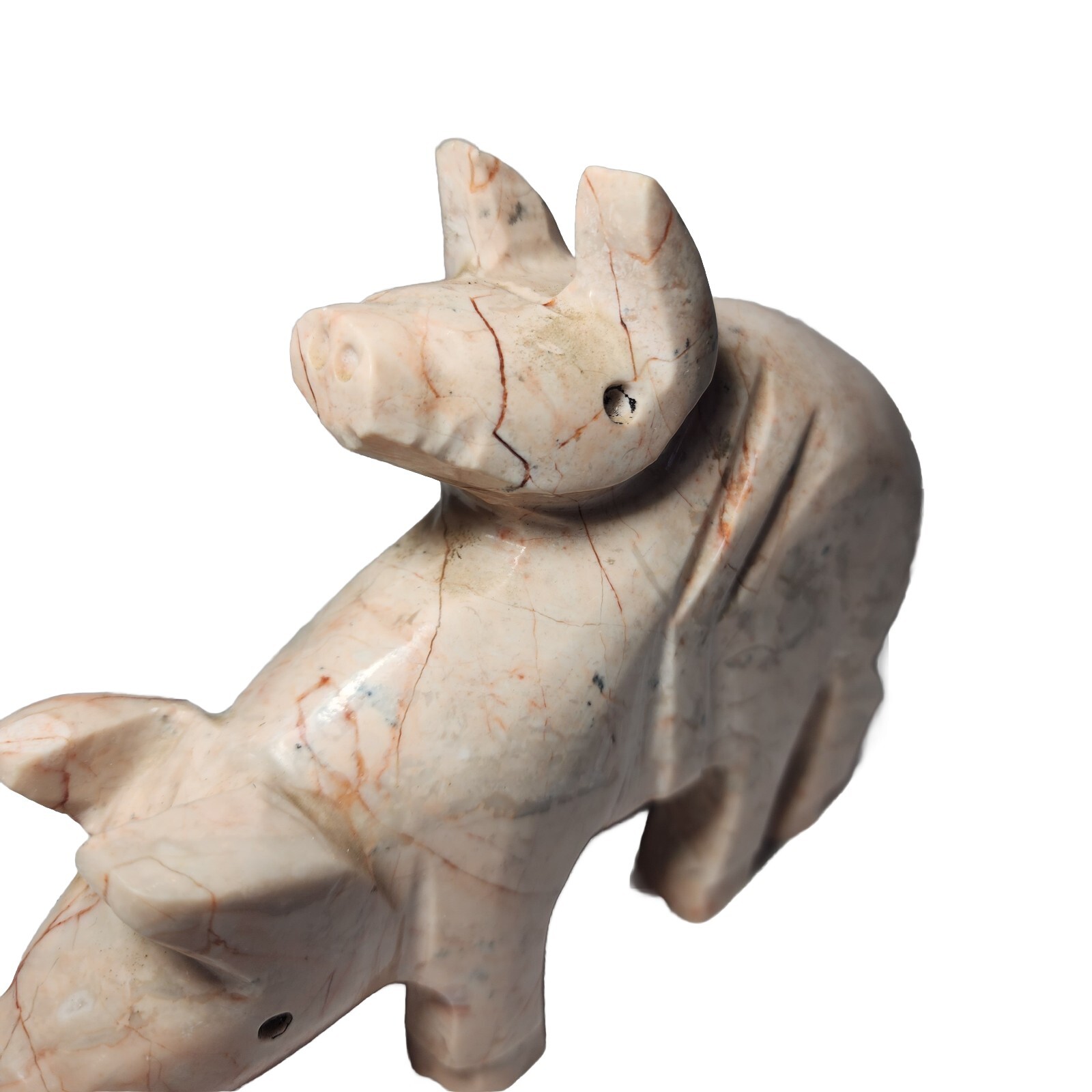 Funny Naughty Pigs Pig Pink Stone Marble Dolomite Figurine Paper Weight Statue