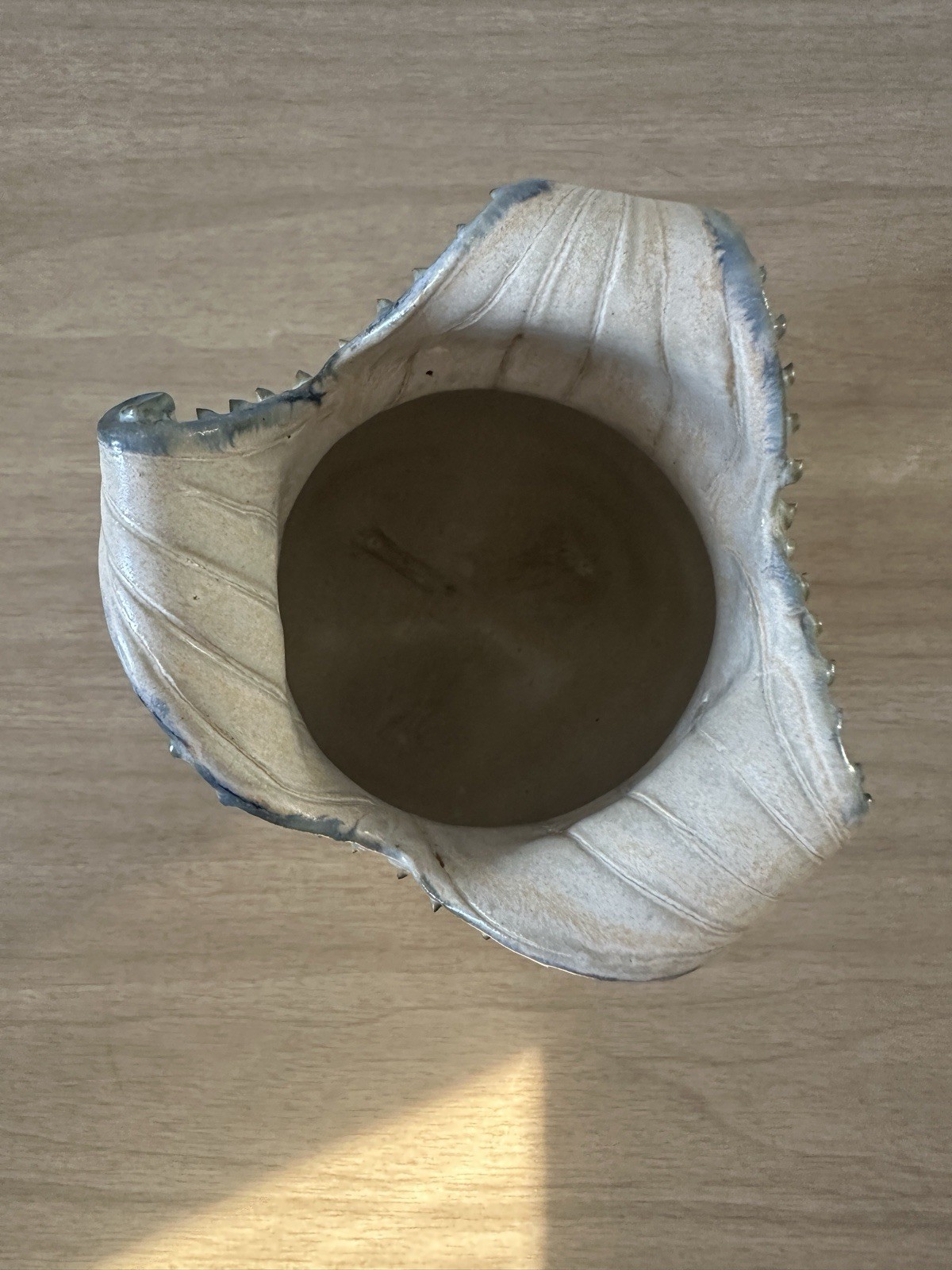 Vintage Studio Art Pottery•Sculptural Vessel•Organic Form•Wavy Rim•Textured