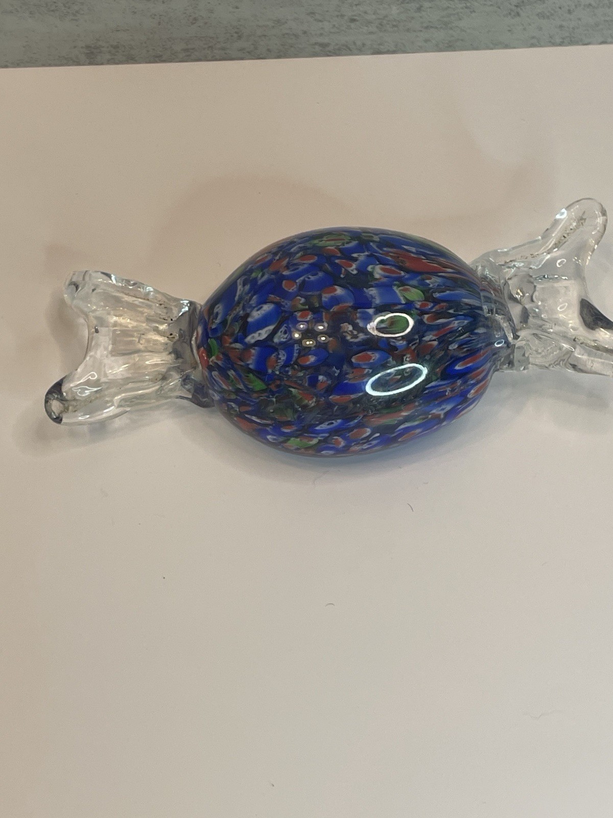 Vtg Handblown Multi Colored Candy Art Glass Paperweight
