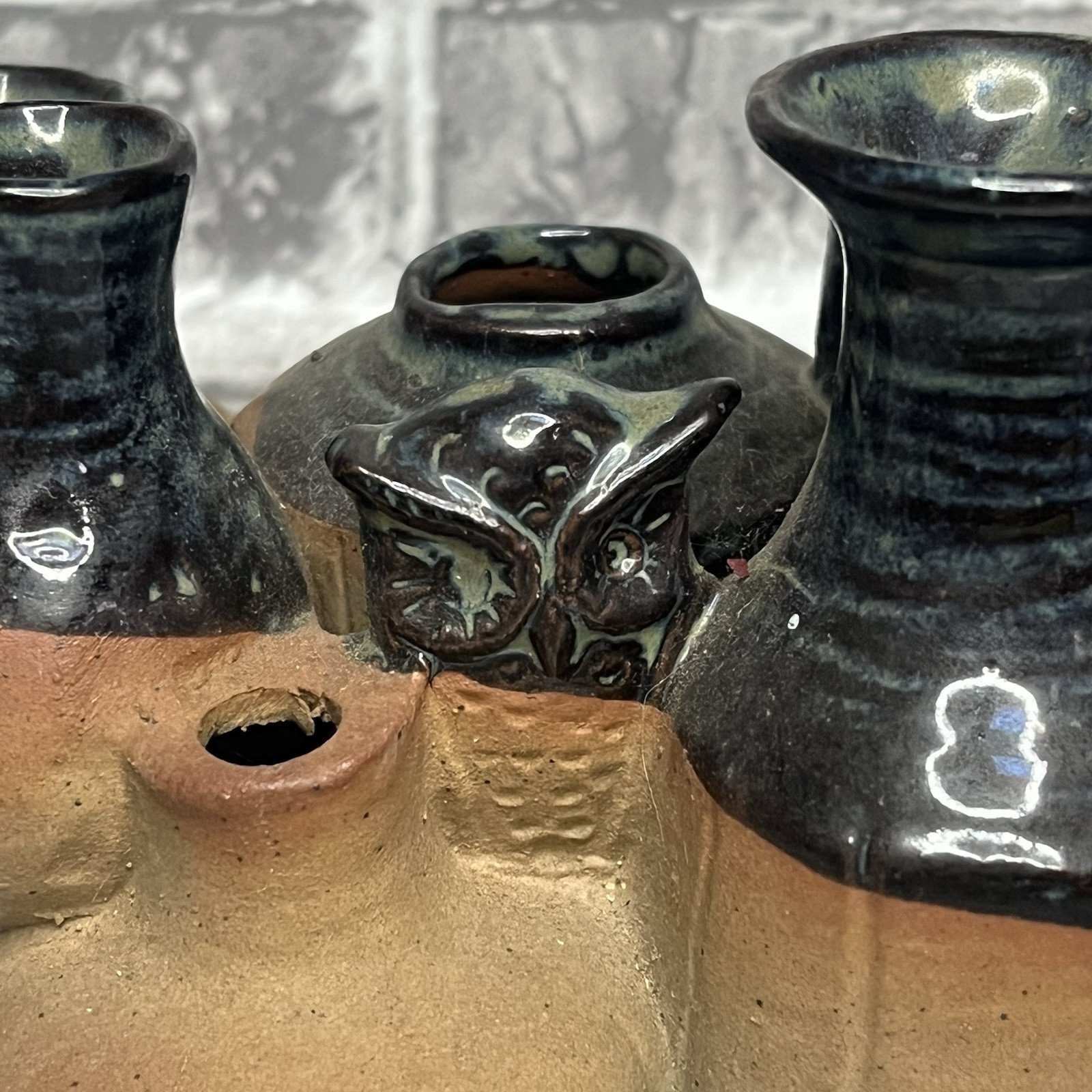 Takahashi San Francisco Ceramic Pottery Mini Bud Vases Cluster With Owls