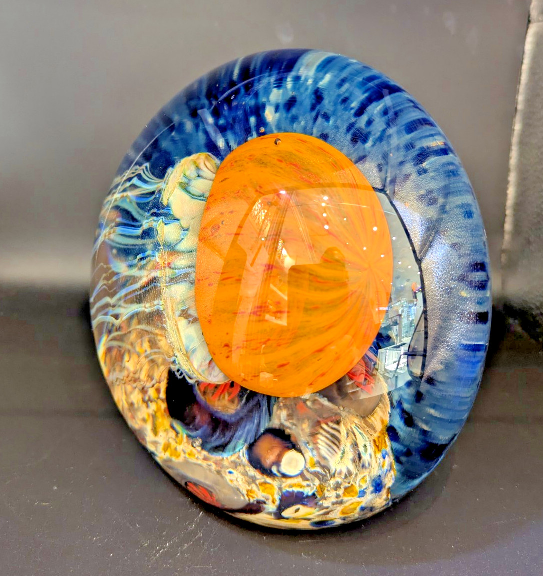 5″ Pacific Coast Side Swimmer Seascape Jellyfish – Signed and Dated