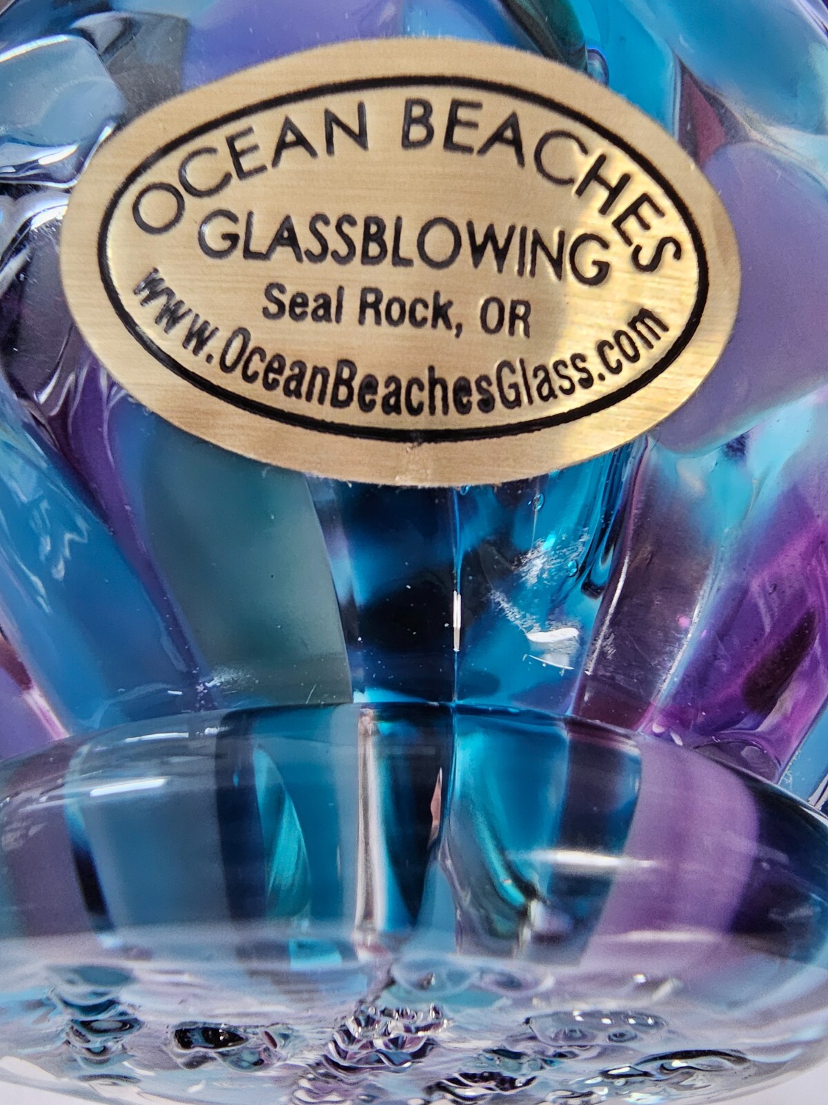 Ocean Beaches Glassblowing 3.5″ ART GLASS BALL Seal Rock OR Signed