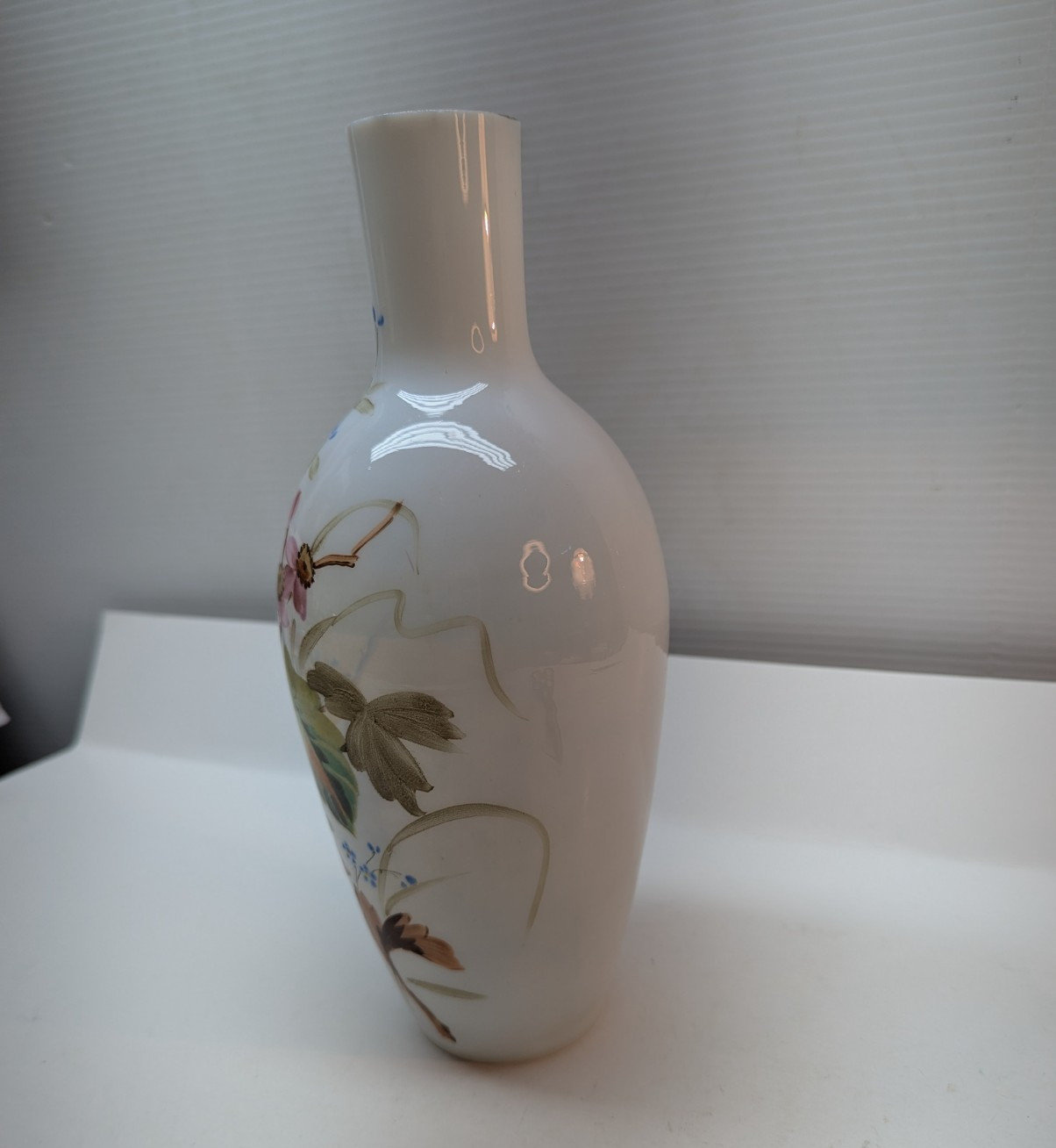 Vintage Bristol Glass Vase Roses Floral Decoration Porcelain 10 Inch