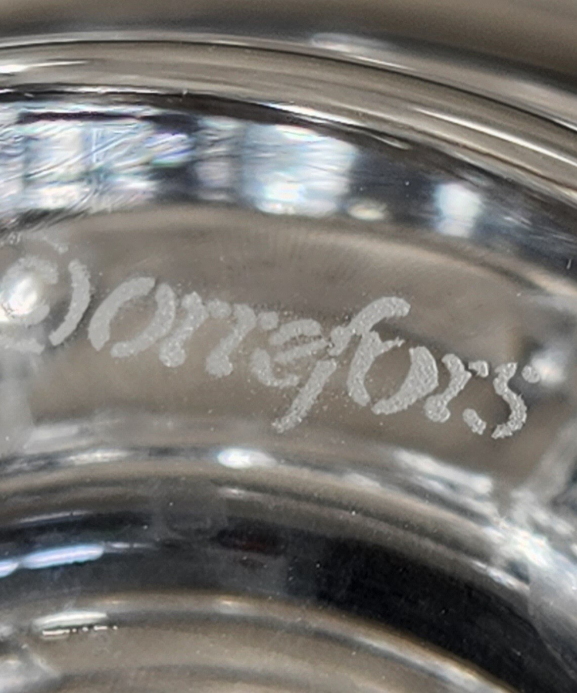 Orrefors Fleur Crystal Bowl Signed made in Sweden 3.25″ high 4.75″ across Corona