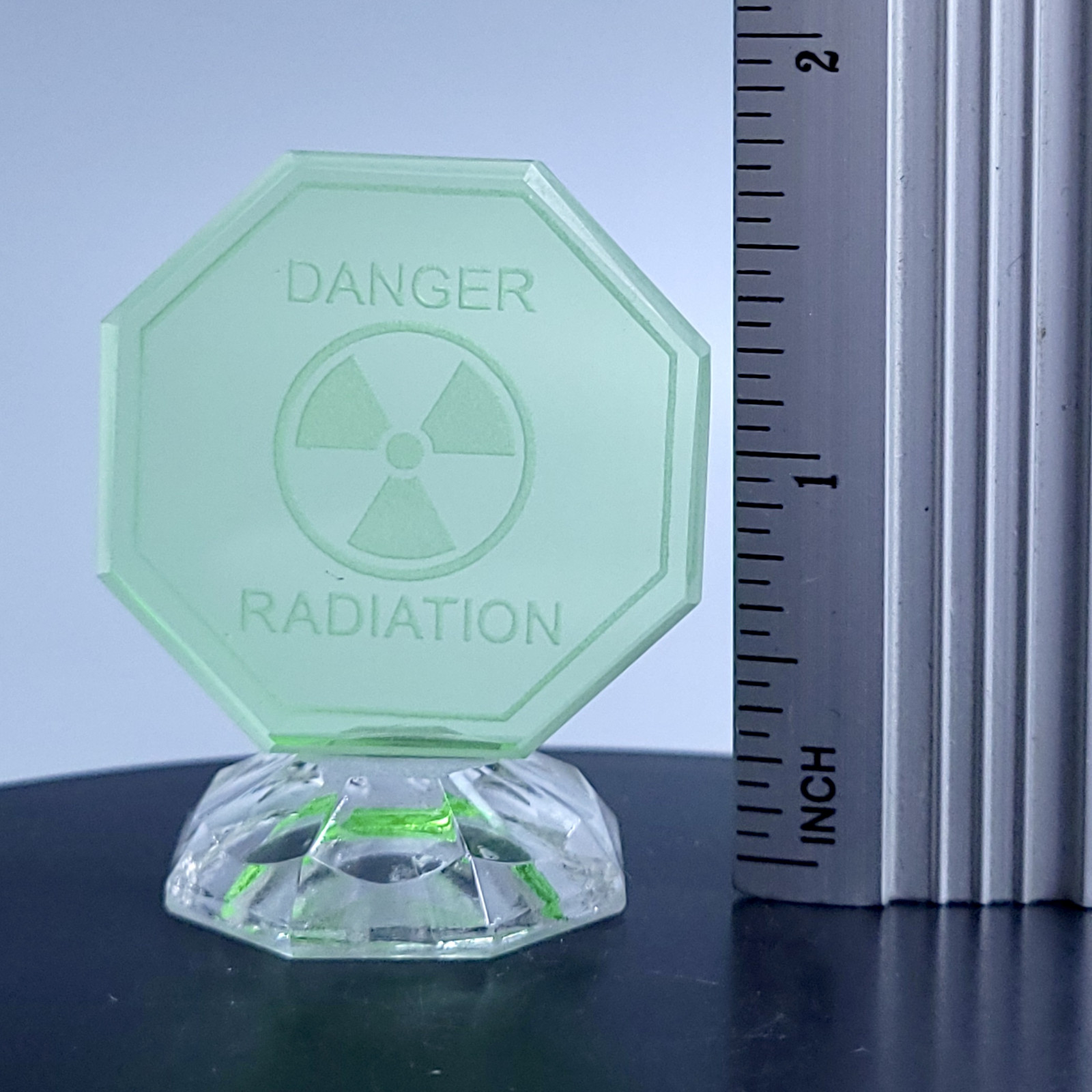 Uranium Vaseline Glass Small Statue 2″ Rare Uranium Green Glass Sign Art Glass