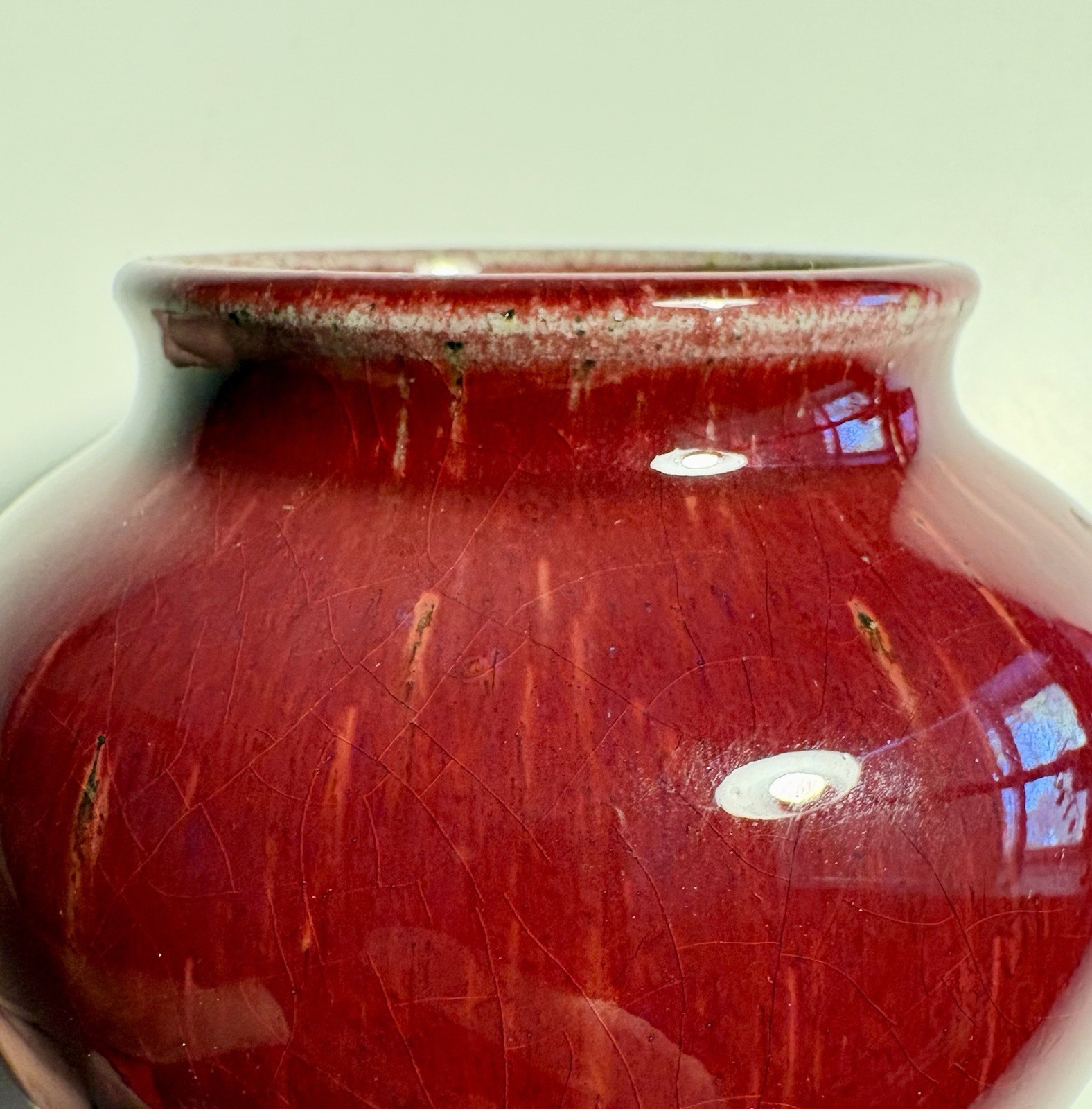 Pewabic Pottery Detroit Cranberry Glaze Vase Marked JA 2014