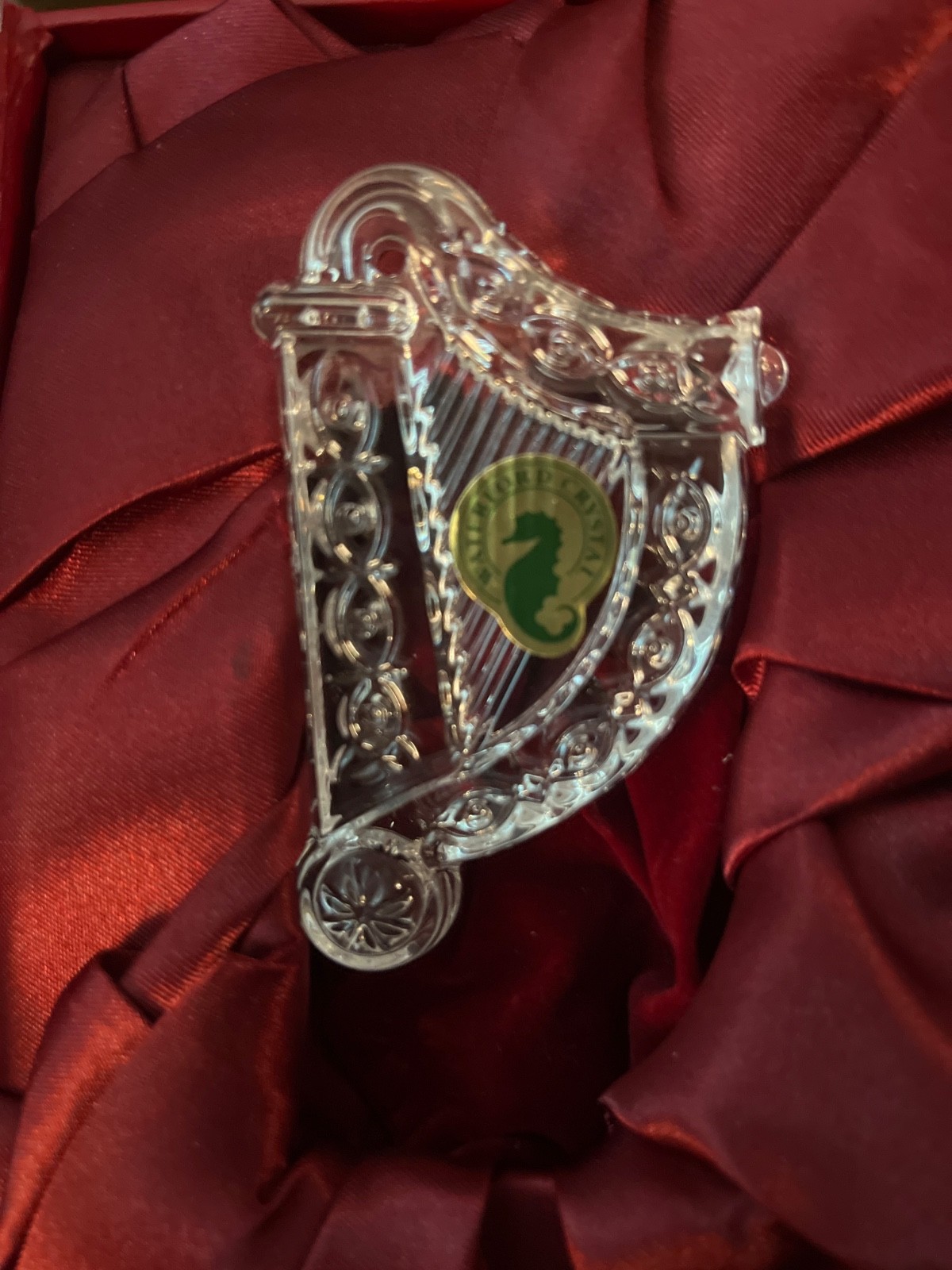 2012 Waterford Irish Crystal Harp Ornament In Box Christmas Holiday Music Decor