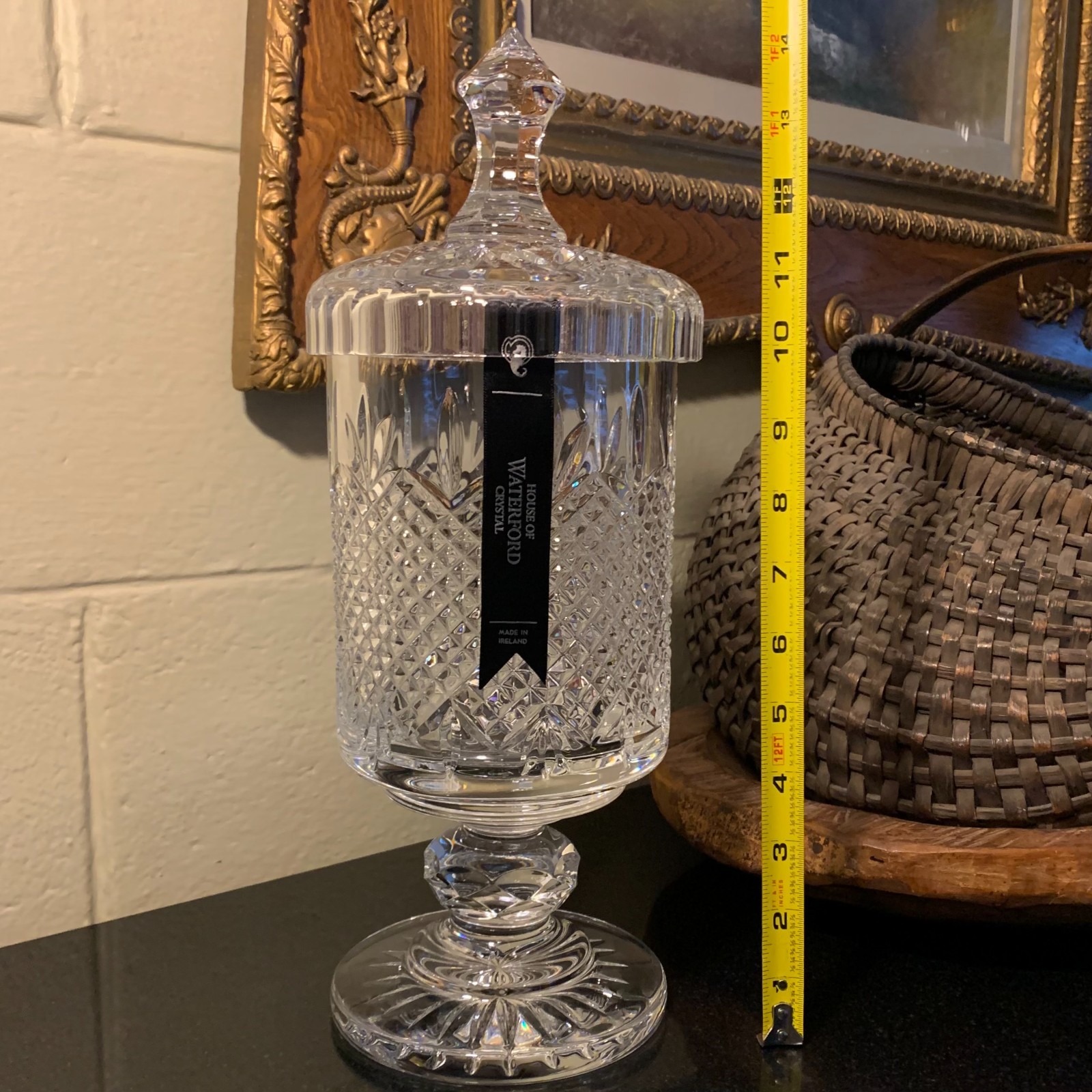 RARE House of Waterford Crystal 14 1/2″ Lidded Urn or Jar Ireland – Excellent