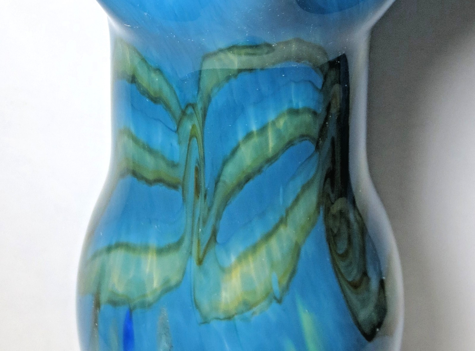 LOW PRICE SEXY SHAPE “CZECH BOHEMIAN” FLARED RIM w CLEAR BOTTOM BLOWN GLASS VASE
