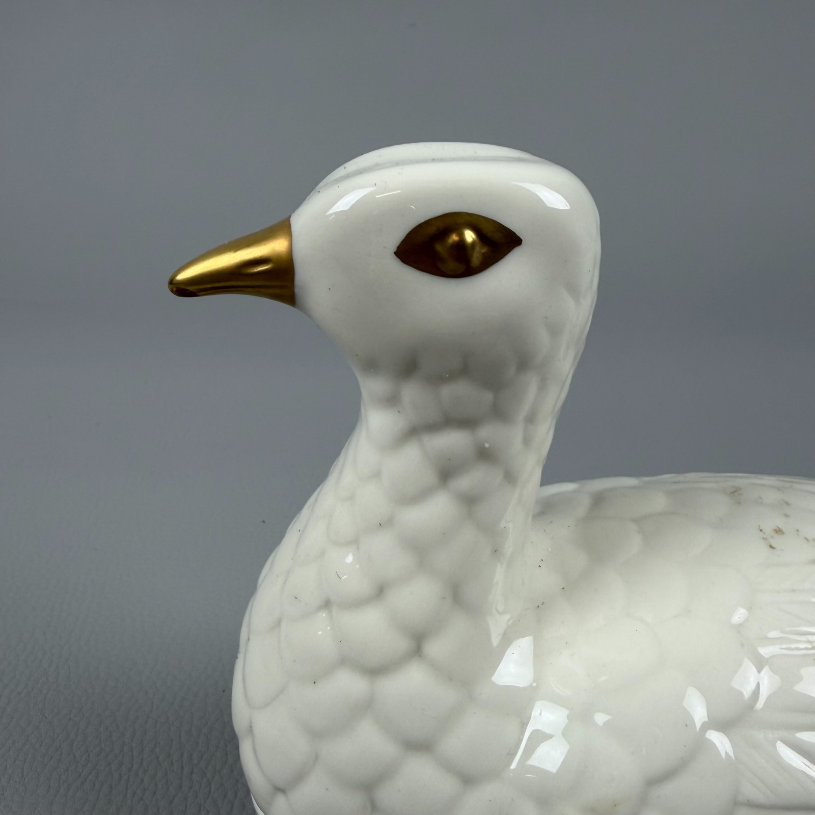 Vintage 1970 White Gold Pheasant Porcelain Box Figurative Bird
