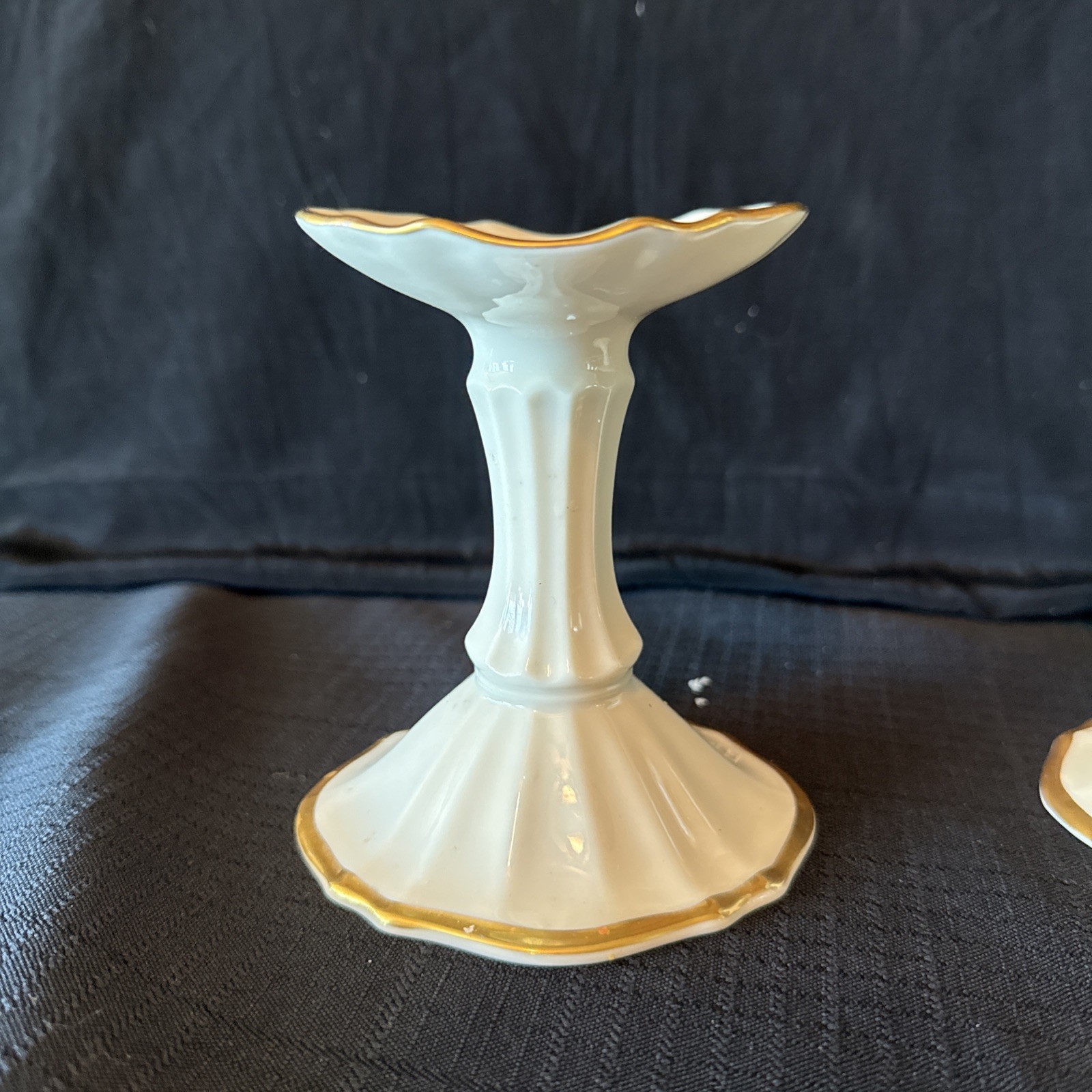 Vintage Lenox Candlesticks Symphony Special 4.25″ Ivory Porcelain Made in USA
