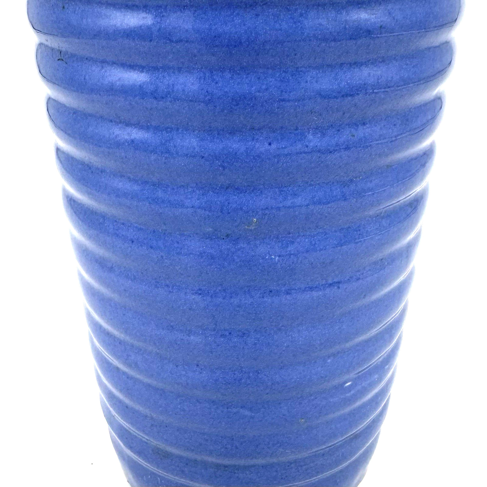 Vintage Bauer Pottery Hi Fire Blue Ringware Cylinder Vase 8 1/4″ Tall