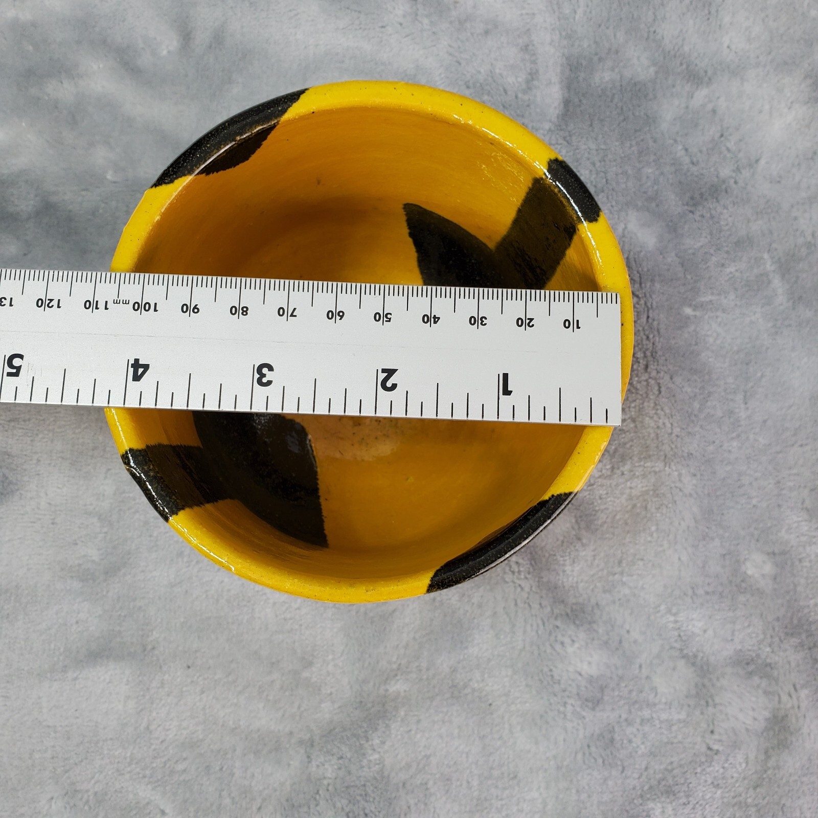 Studio Pottery Pot 3.5″ Yellow Black Arrow Utensil Brush Organizer Modern