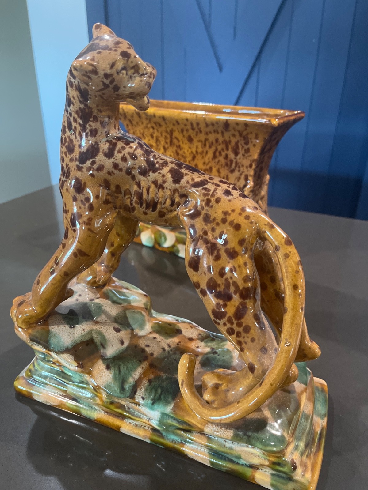 Royal Haeger Jaguar Bookends with Matching Planter
