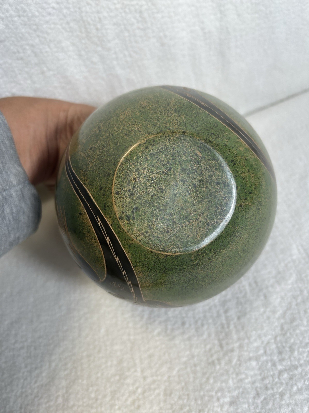 Vintage Alba Noron Nicaragua pottery vase bowl planter green Lizard Iguana