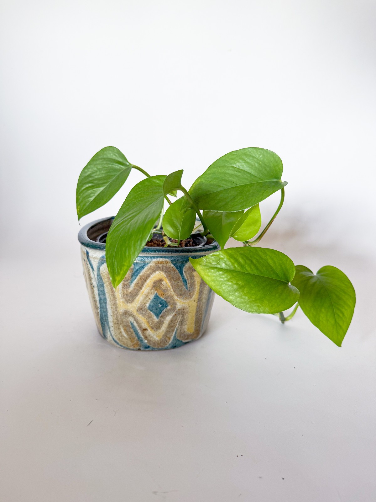 Mid 20th Century Glazed Studio Pottery Squared Planter, Signed, Mod Design
