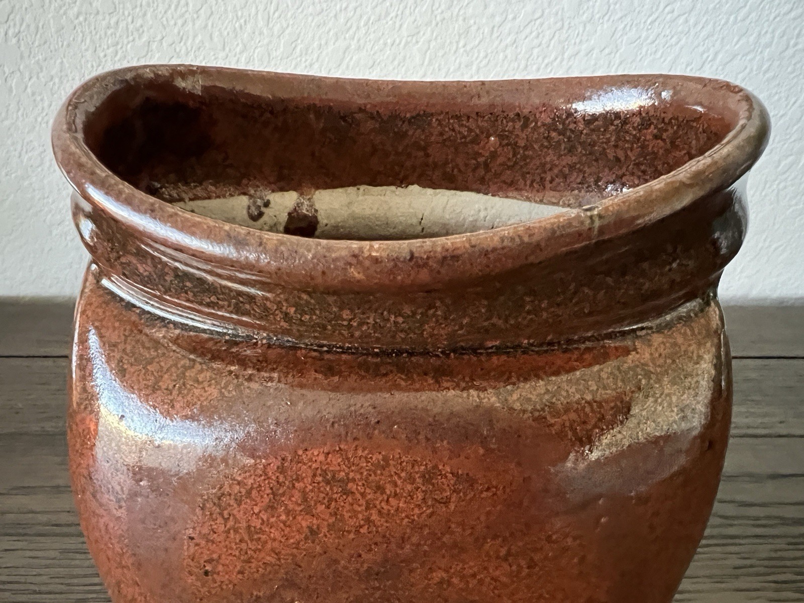 OHATA Metallic Copper Brown Iron Glaze Art Studio Pottery Vase Raku 7.5″ T