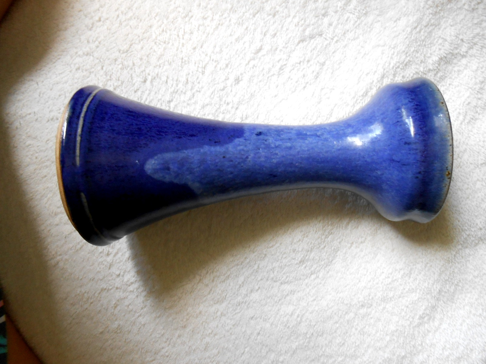 Studio Art Pottery Vase Lapis Blue Drip Glaze Signed KS MMV