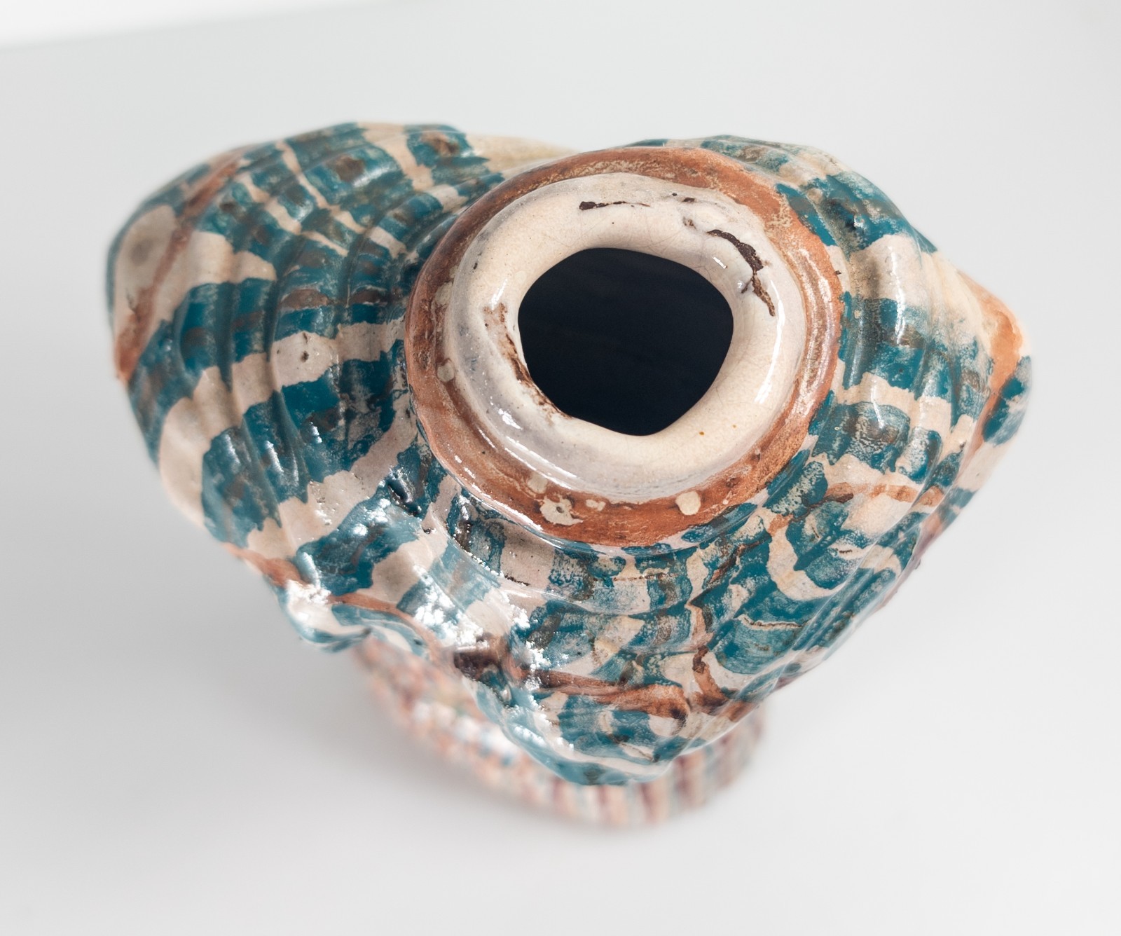 Mid-Century Modern Contemporary Art Pottery Colorful Redware Vase Torso