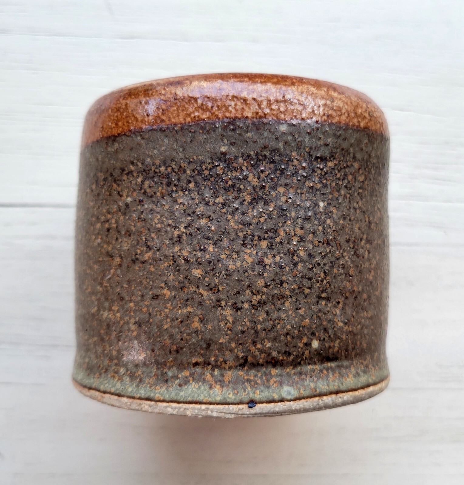 Studio Pottery Hand Thrown Brown Planter Vase 3.25″ Vintage Signed MR