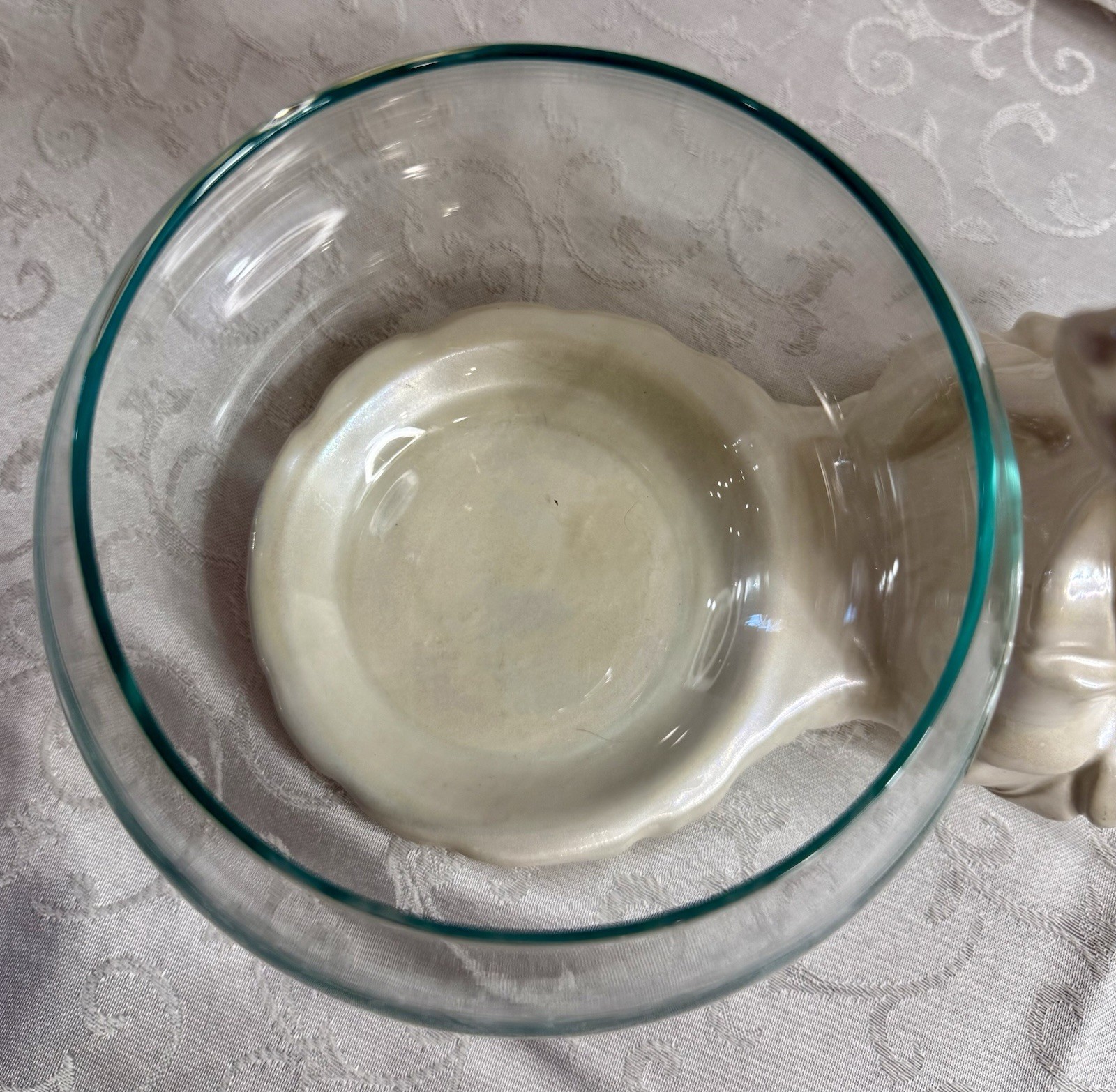 MCM Vintage Haeger USA Pottery Ceramic Hummingbird Planter w/Glass Insert