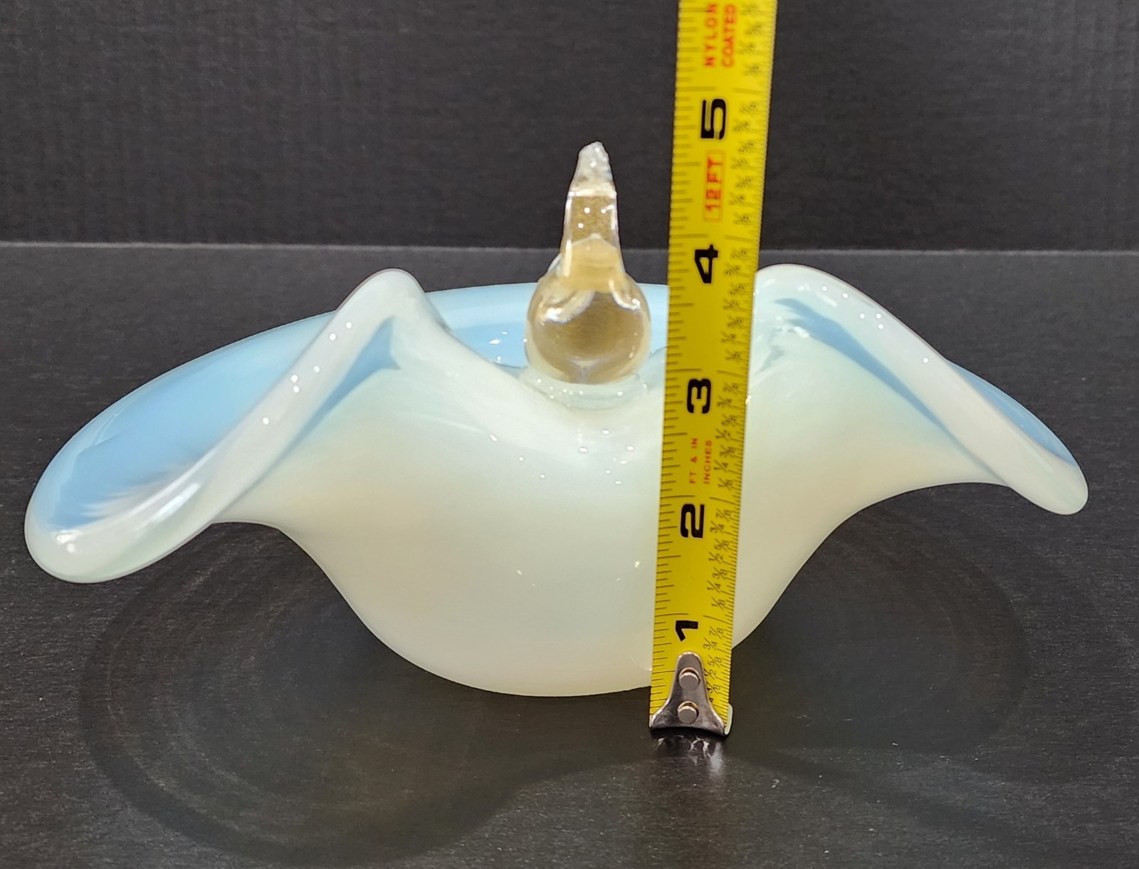 Mid 20th Century Murano Attributed Opalescent Glass Bowl Perchin Gold Fleck Fish